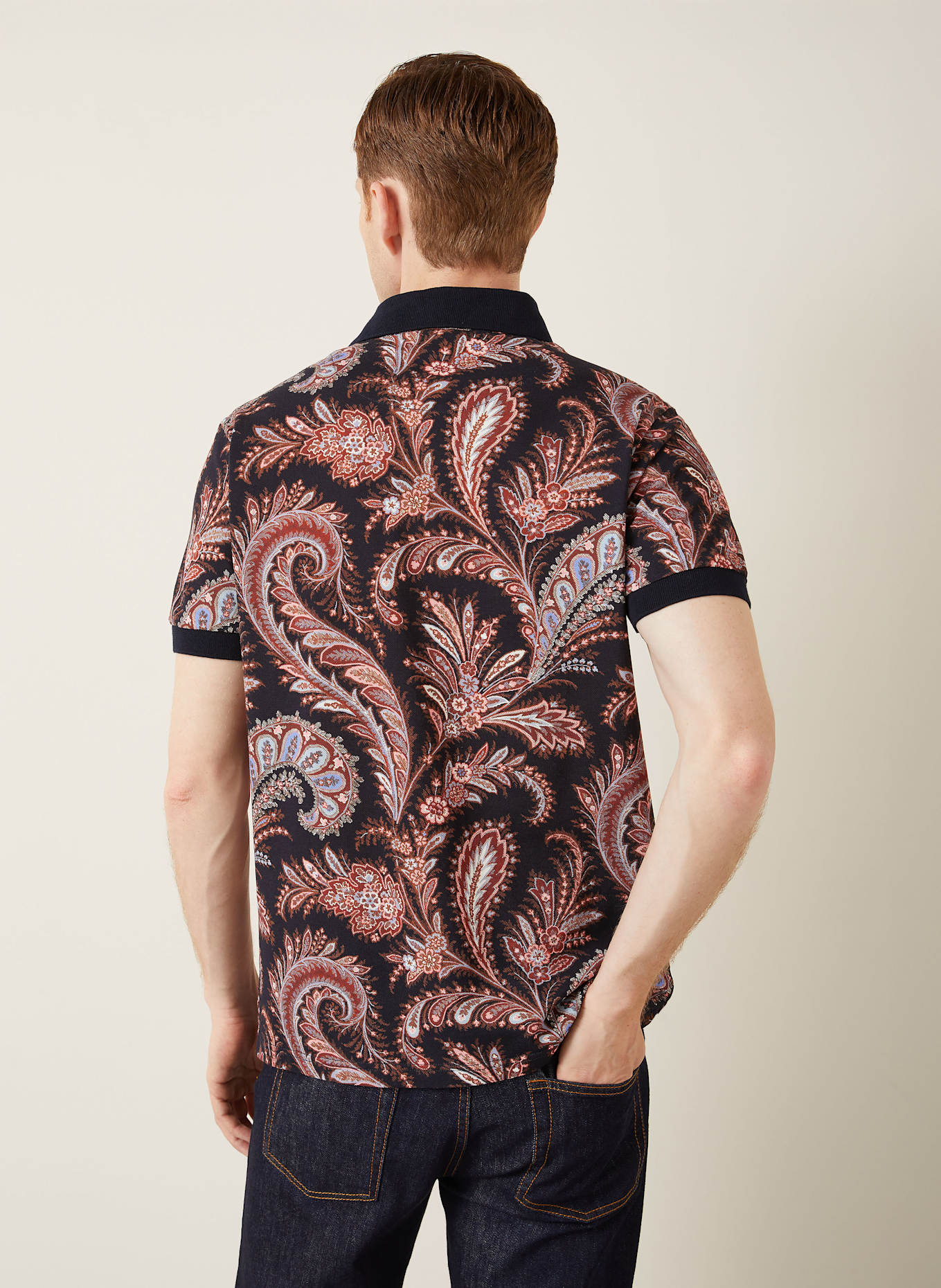 ETRO Piqué-Poloshirt Regular Fit: SCHWARZ / DUNKELROT / HELLBLAU