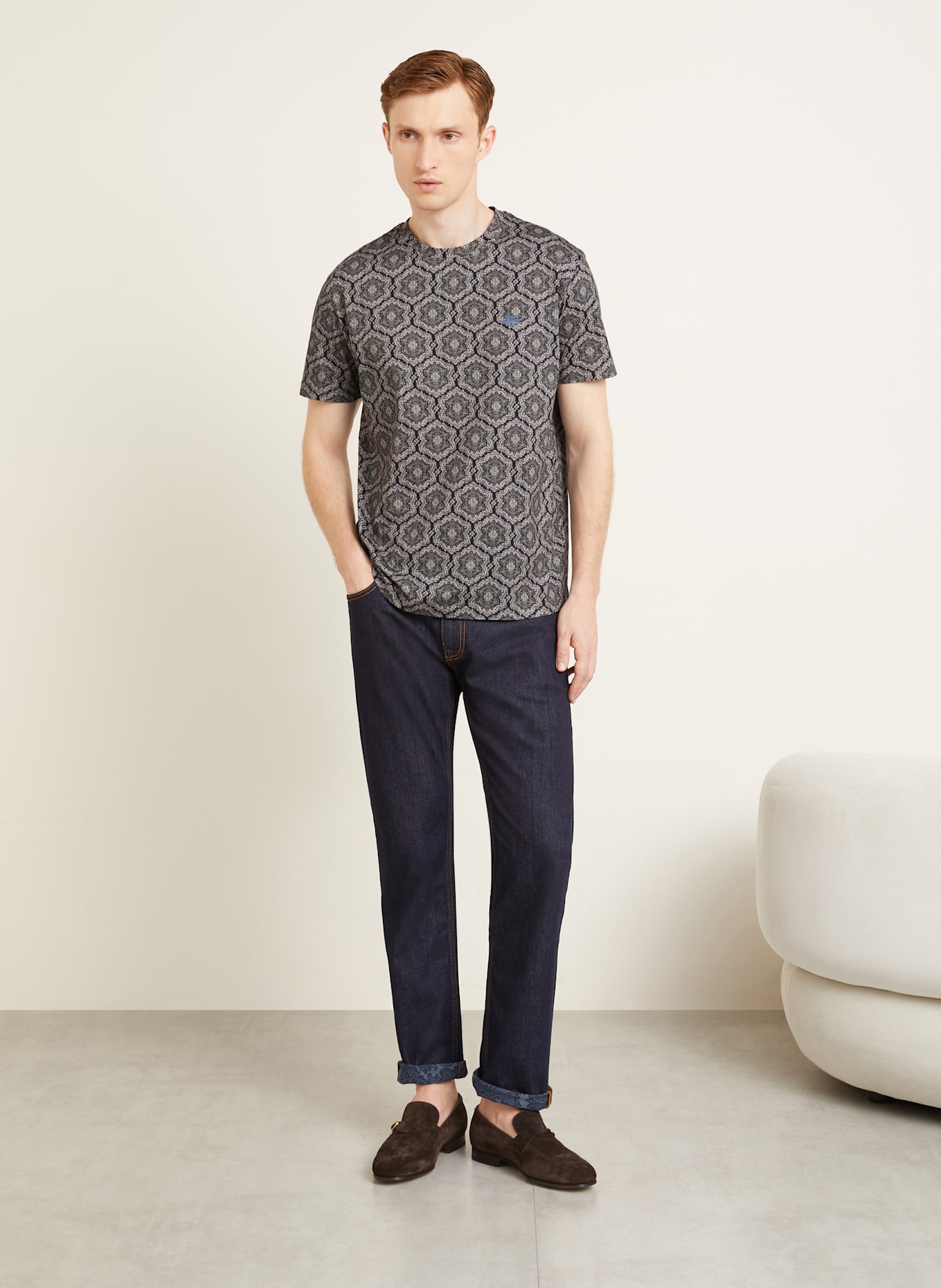 ETRO T-Shirt: SCHWARZ / DUNKELBLAU