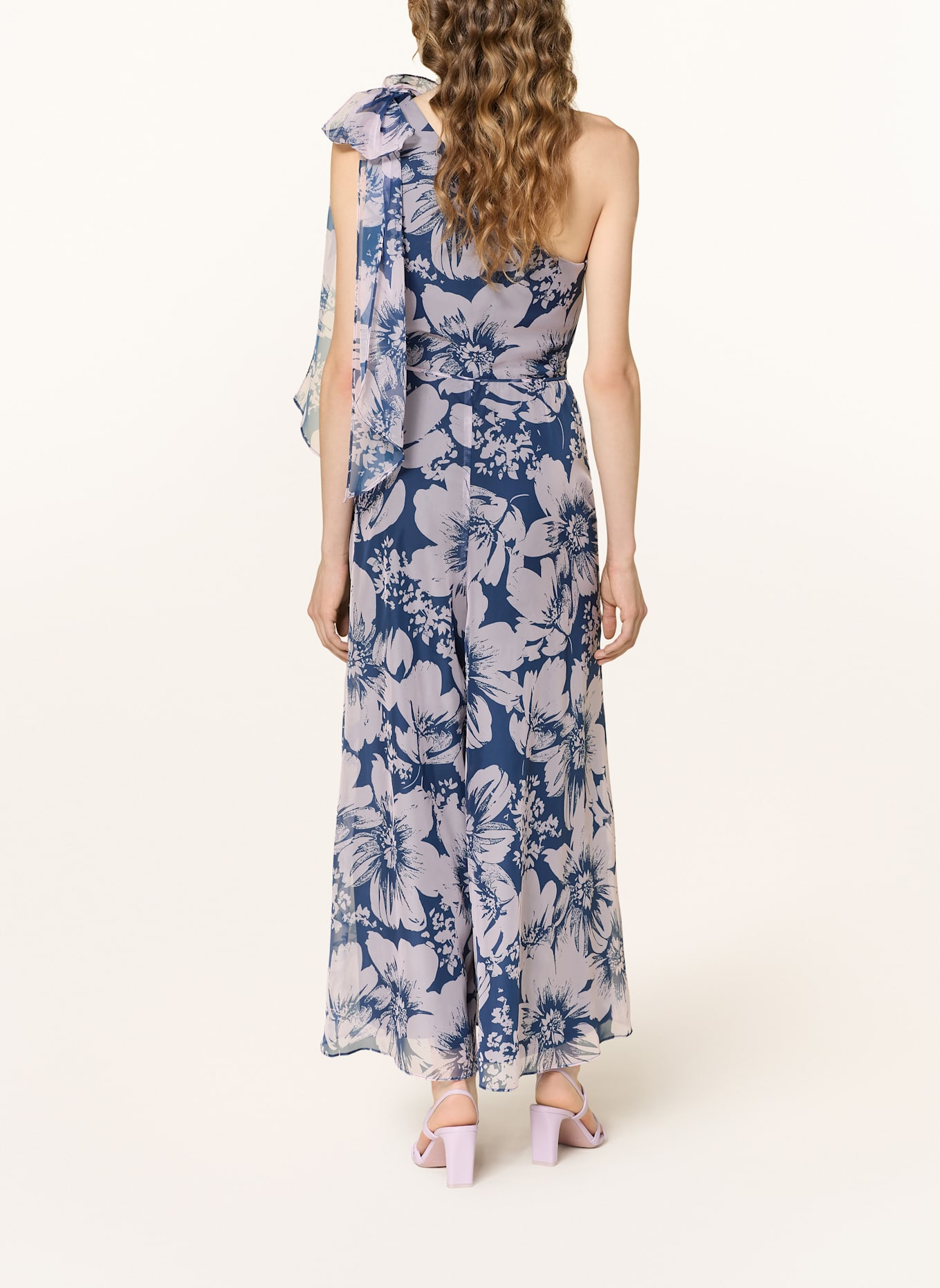 ADRIANNA PAPELL One-Shoulder-Jumpsuit: DUNKELBLAU / HELLLILA