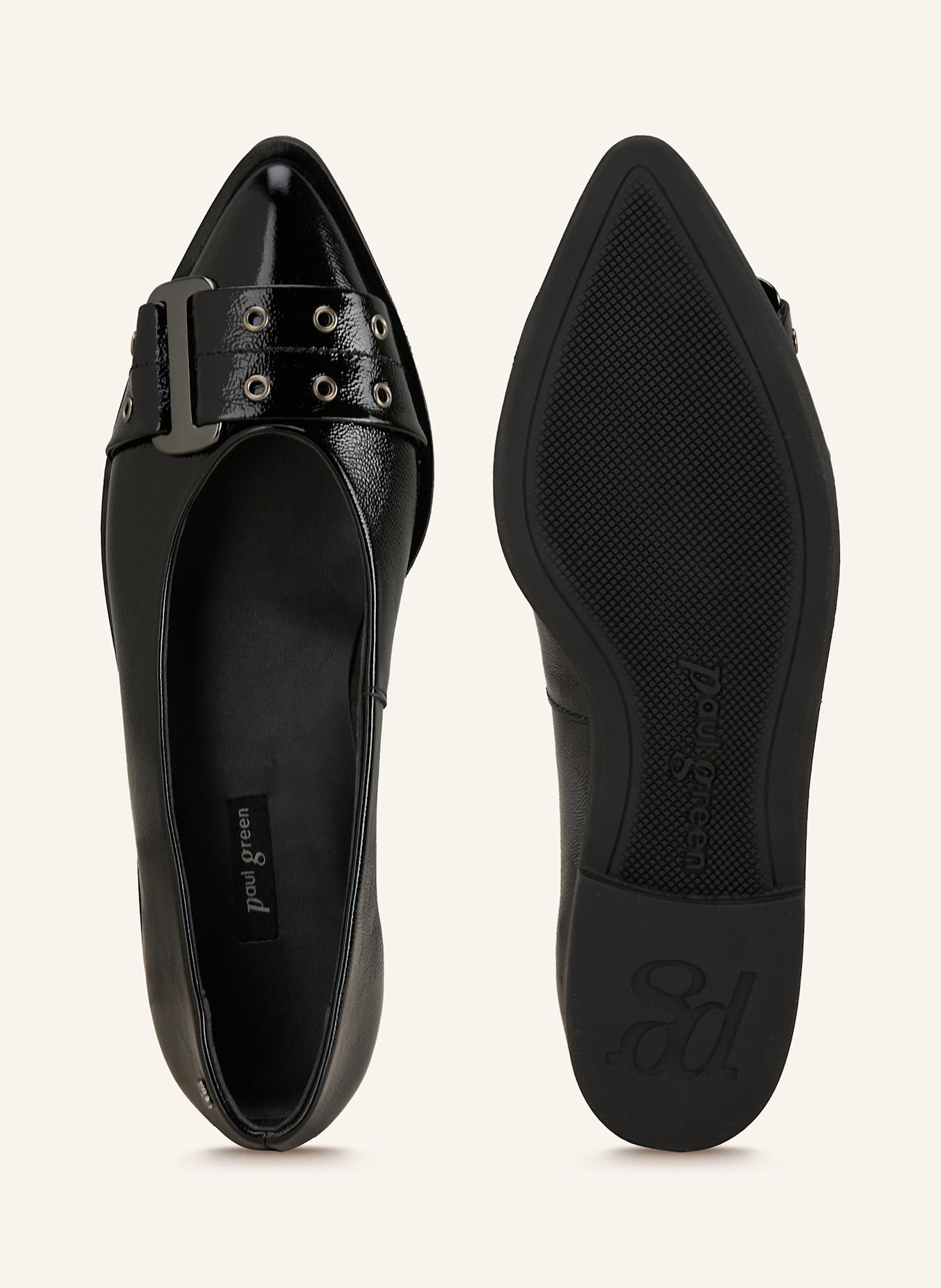 paul green Patent ballet flats: BLACK