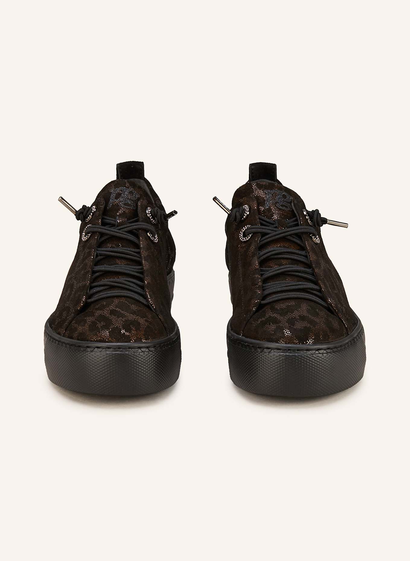 paul green Sneaker GLOSSY LEO: SCHWARZ / DUNKELBRAUN