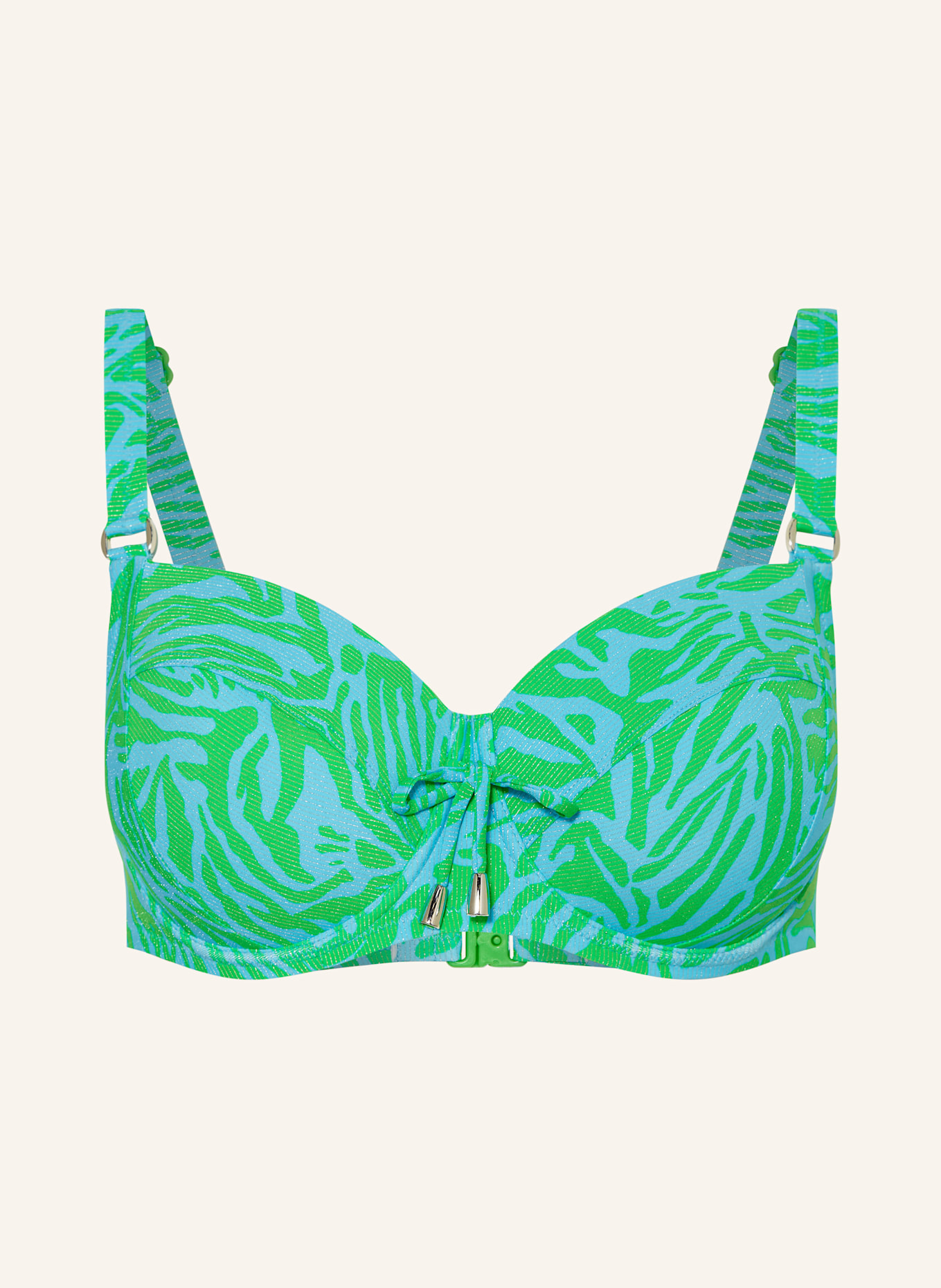 Lidea AQUA MUSE underwired bikini top with glitter yarn: TURQUOISE/ LIGHT GREEN