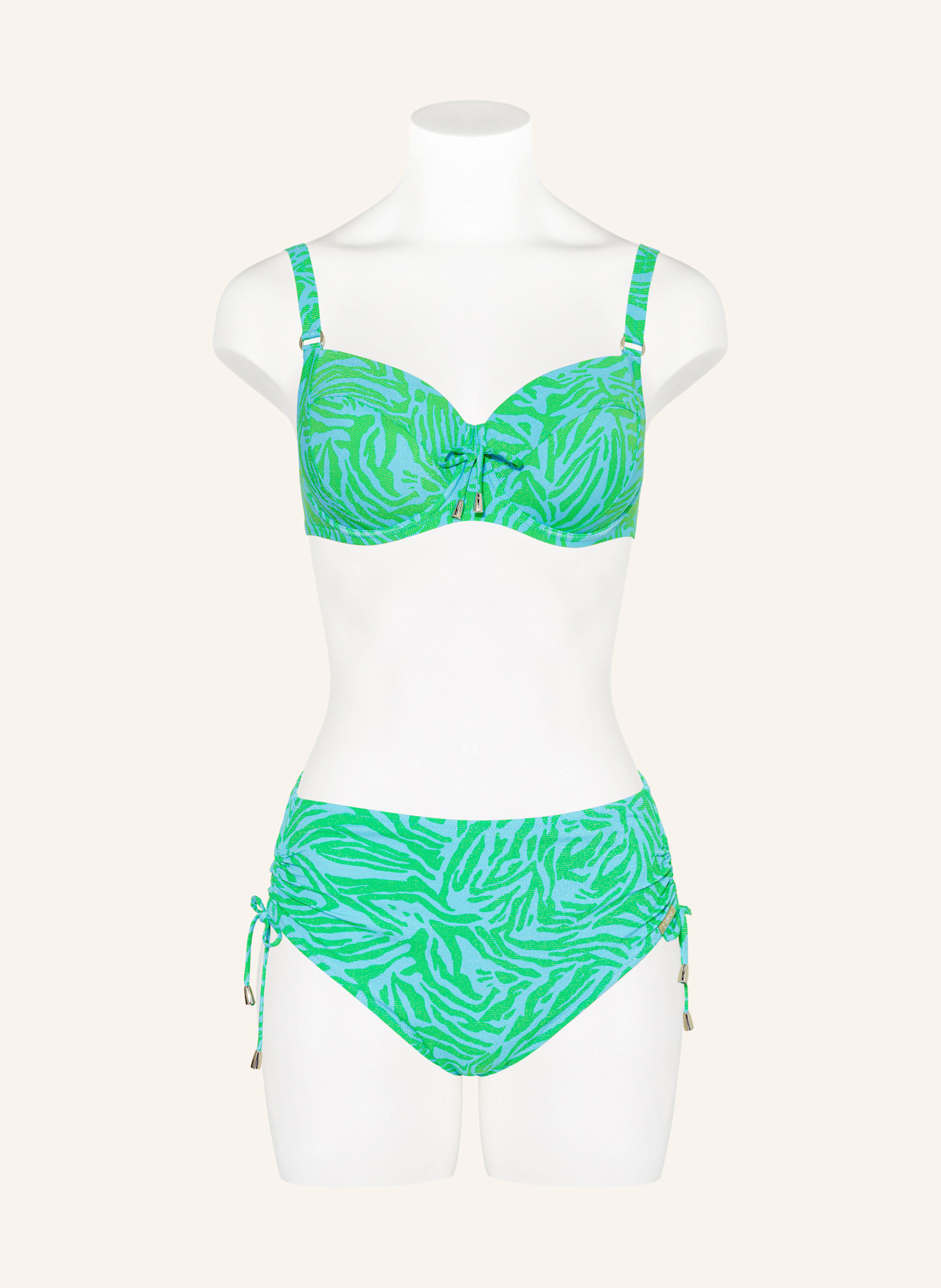 Lidea AQUA MUSE underwired bikini top with glitter yarn: TURQUOISE/ LIGHT GREEN