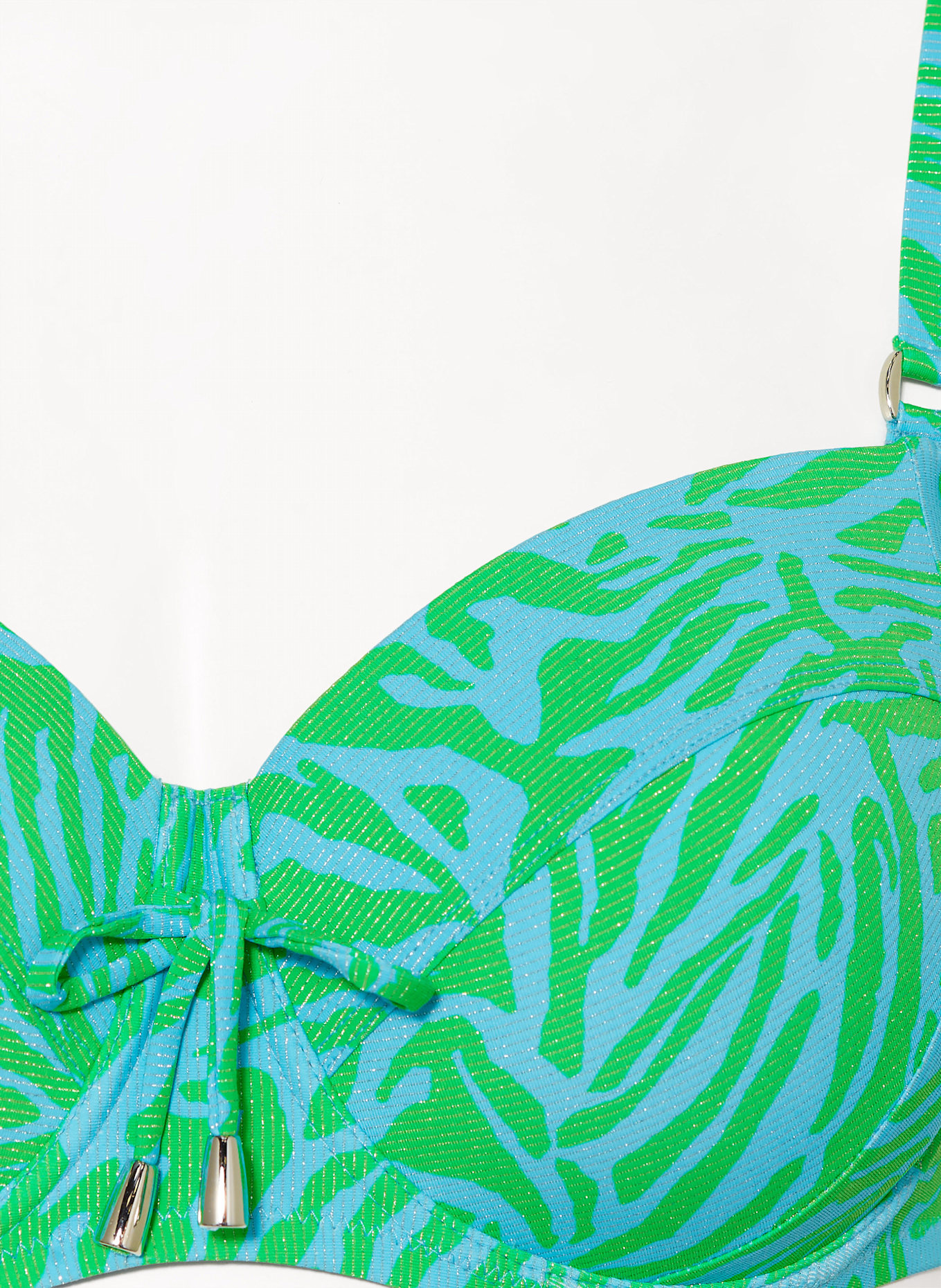 Lidea AQUA MUSE underwired bikini top with glitter yarn: TURQUOISE/ LIGHT GREEN