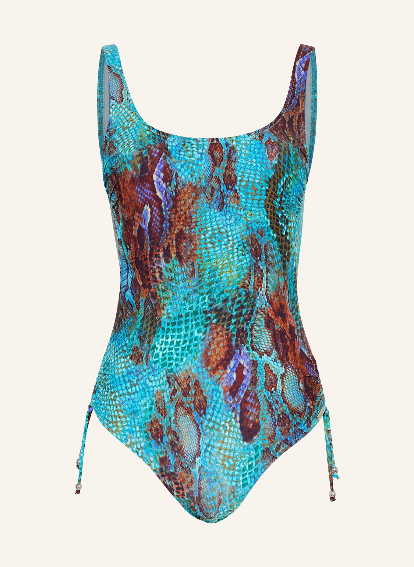 Charmline Shape-Badeanzug AQUATIC REPTILE: TÜRKIS / BRAUN / BLAU