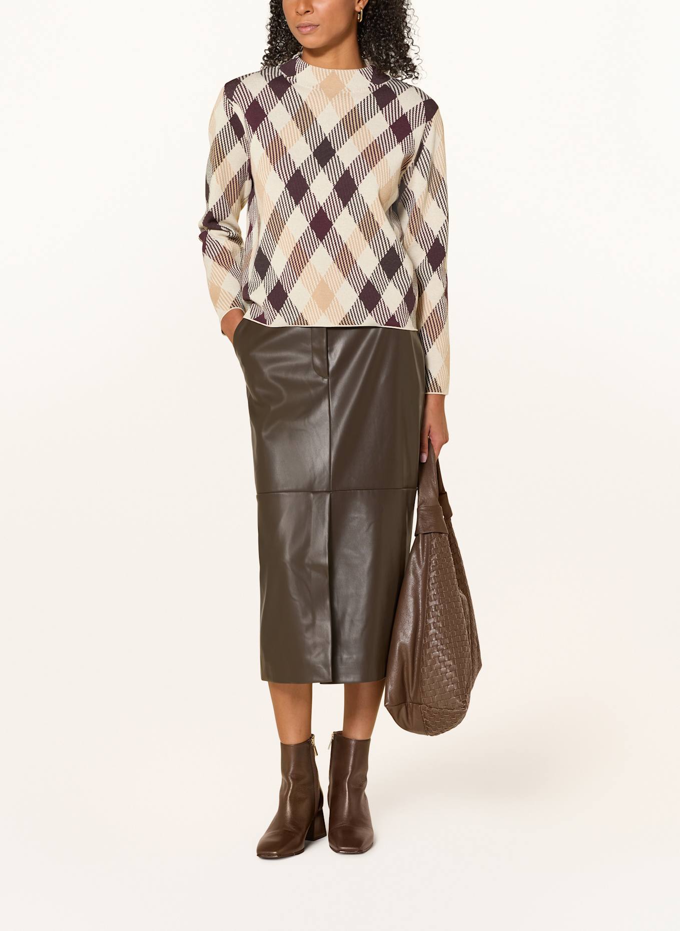 comma Pullover: DUNKELBRAUN / BEIGE / CREME