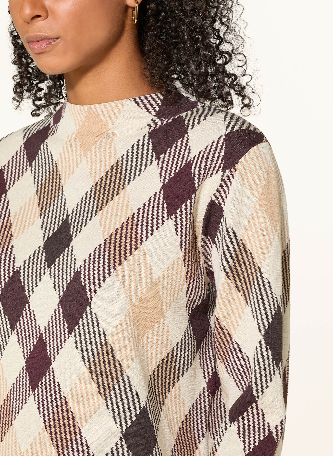 comma Pullover: DUNKELBRAUN / BEIGE / CREME