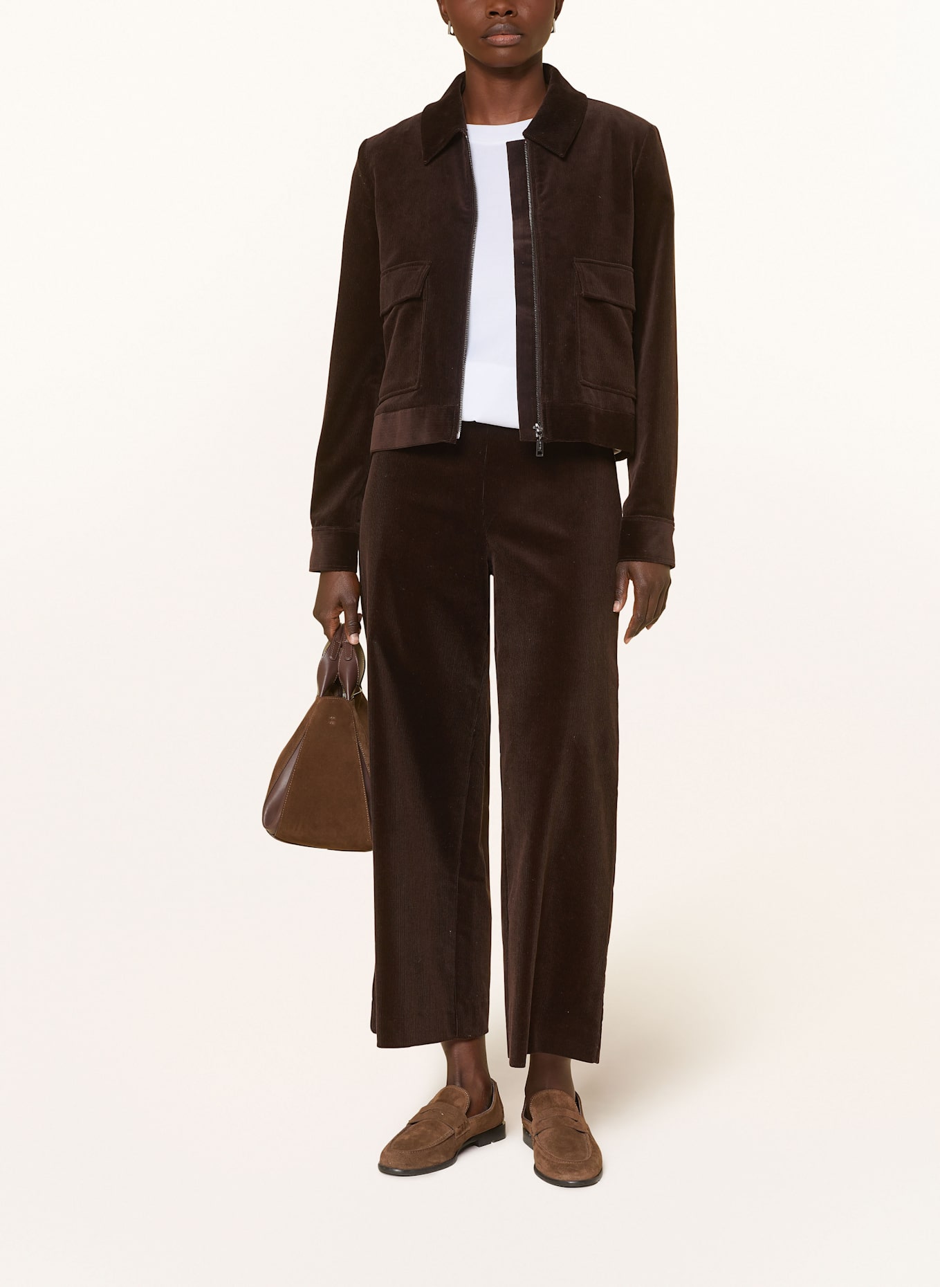 comma 7/8 corduroy pants: DARK BROWN