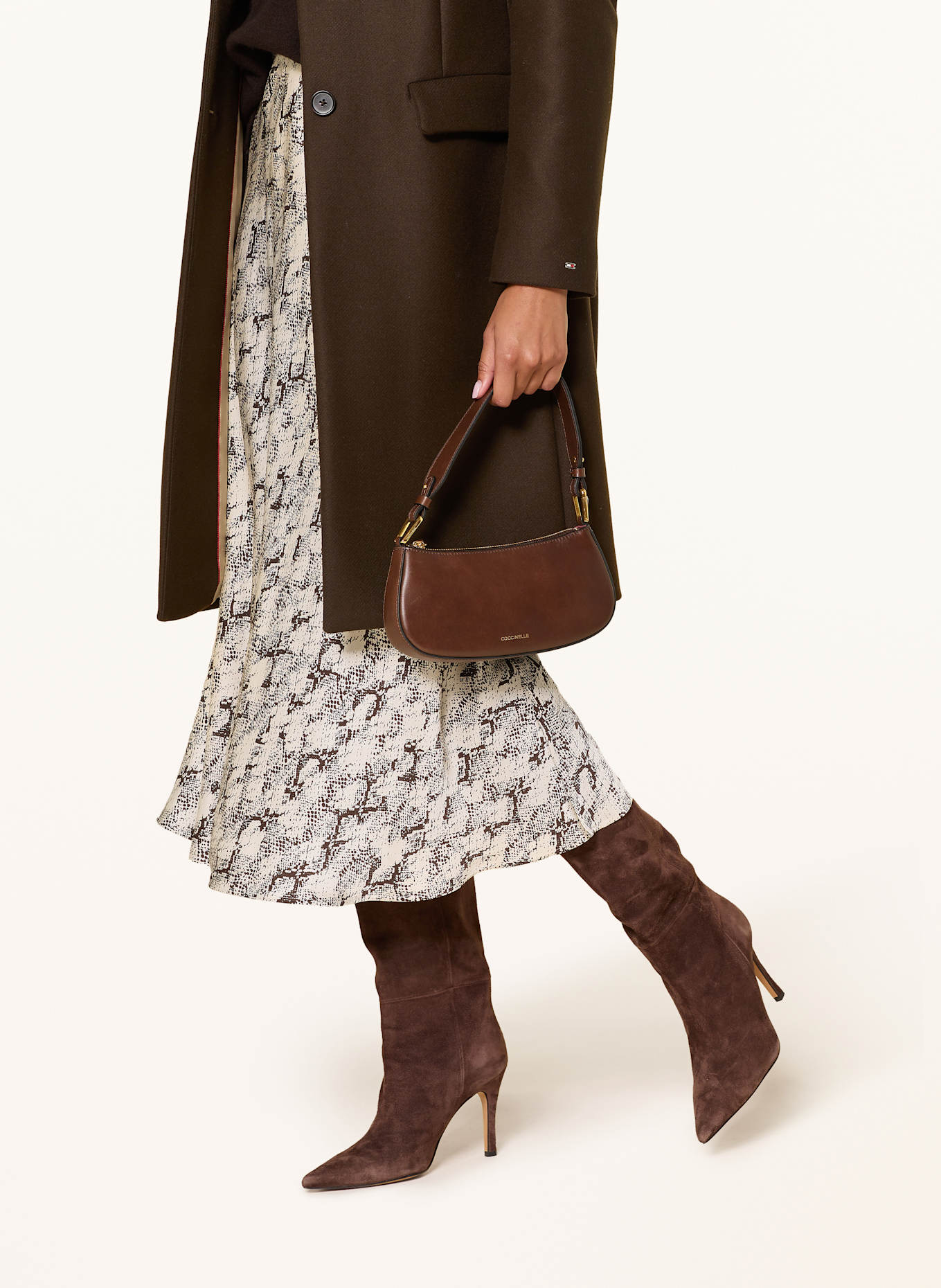 comma Spódnica satynowa: KREMOWY / CIEMNOBRĄZOWY