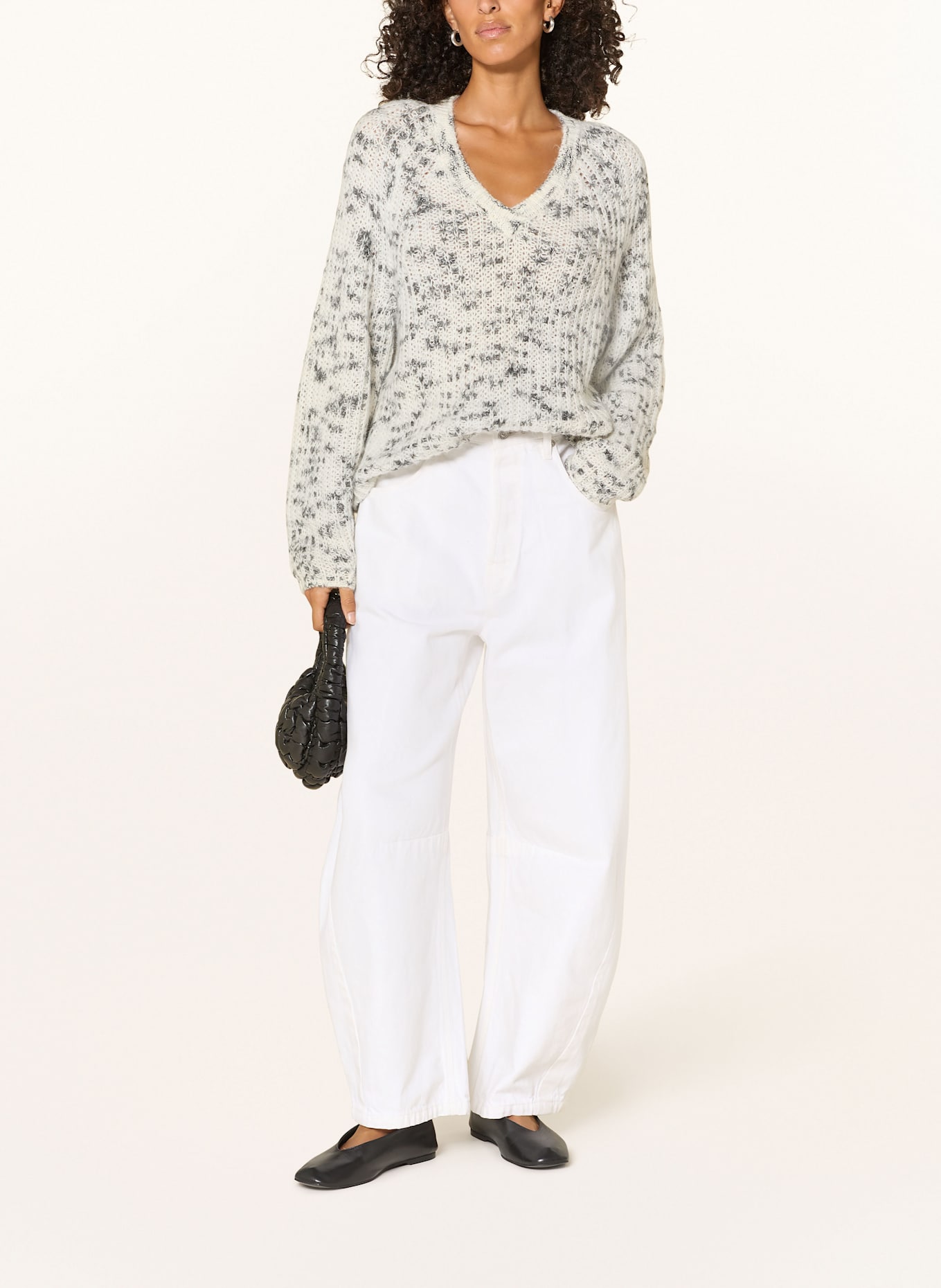 comma casual identity Pullover: ECRU / DUNKELGRAU / GRAU