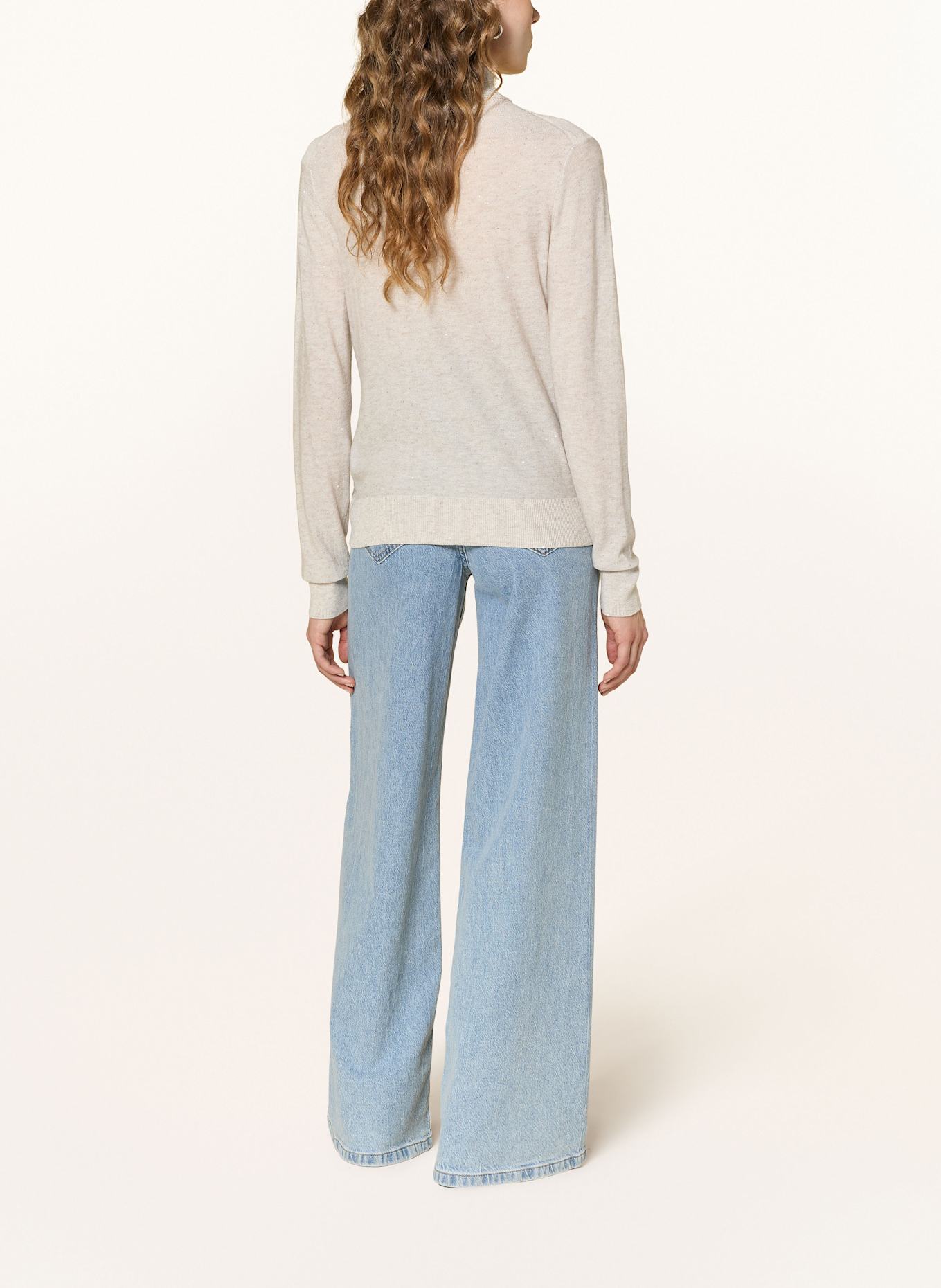 s.Oliver BLACK LABEL Rollkragenpullover mit Glitzergarn und Pailletten: CREME