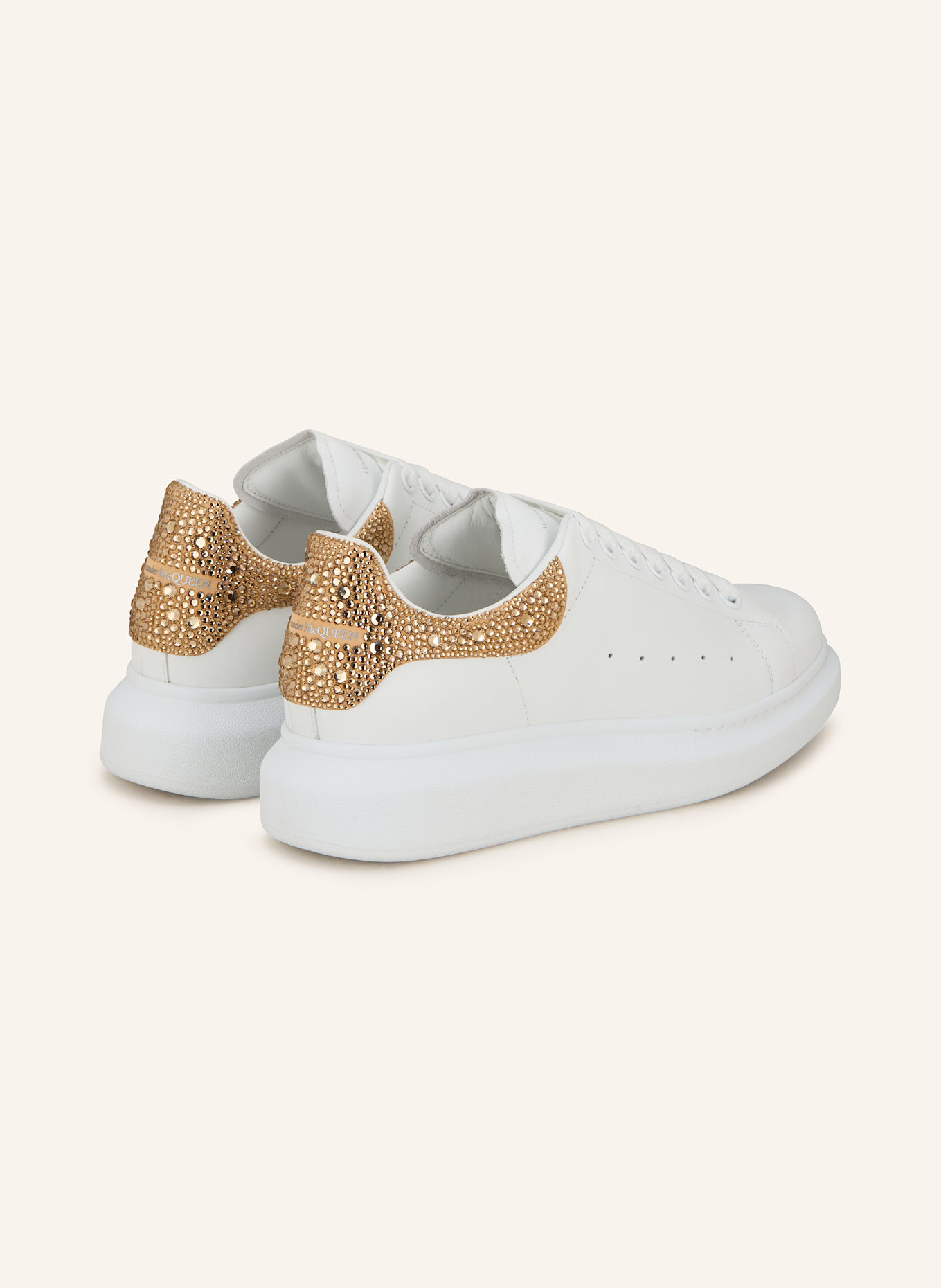 McQUEEN Sneaker mit Schmucksteinen: WEISS/ CAMEL