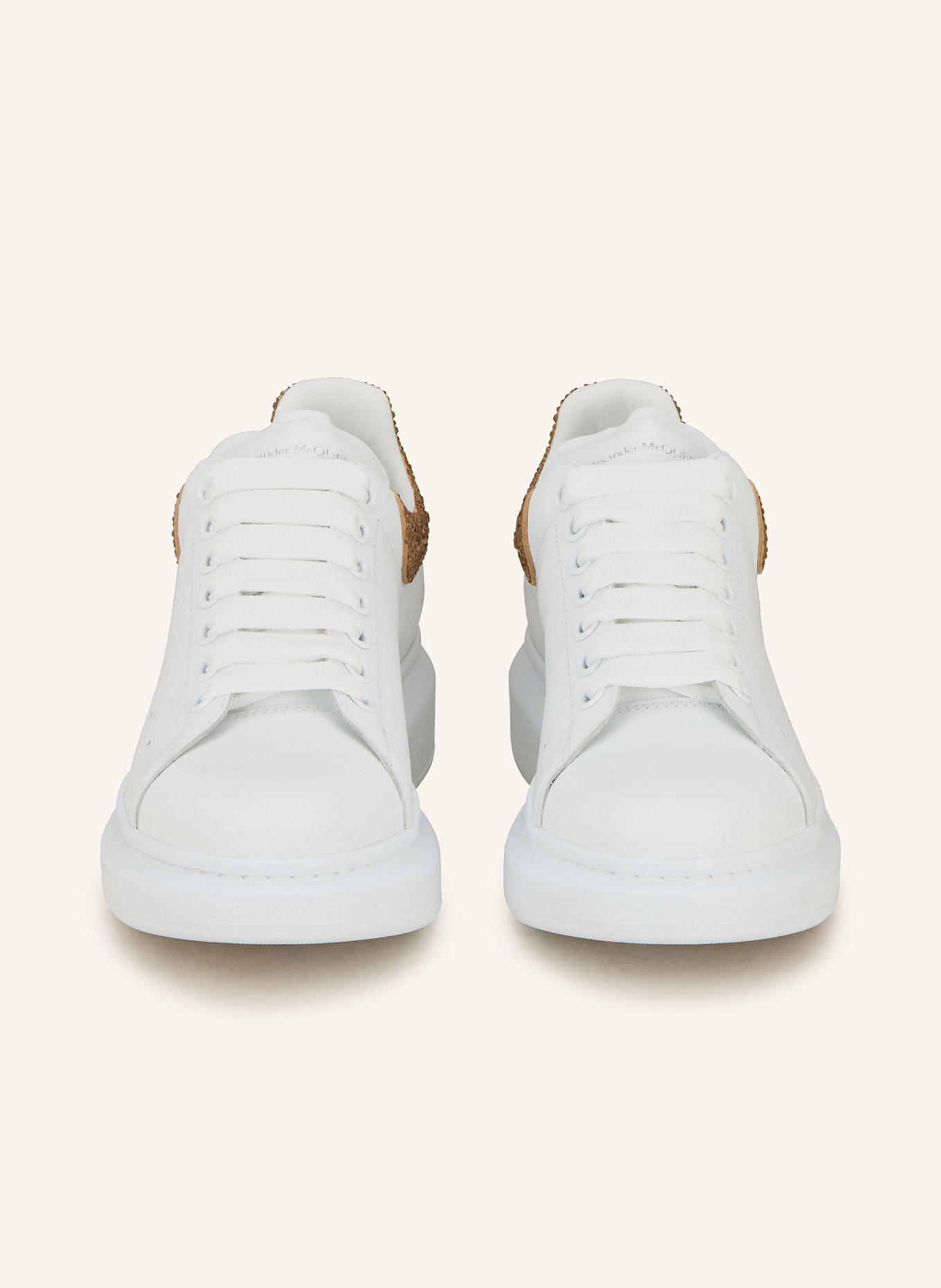 McQUEEN Sneaker mit Schmucksteinen: WEISS/ CAMEL