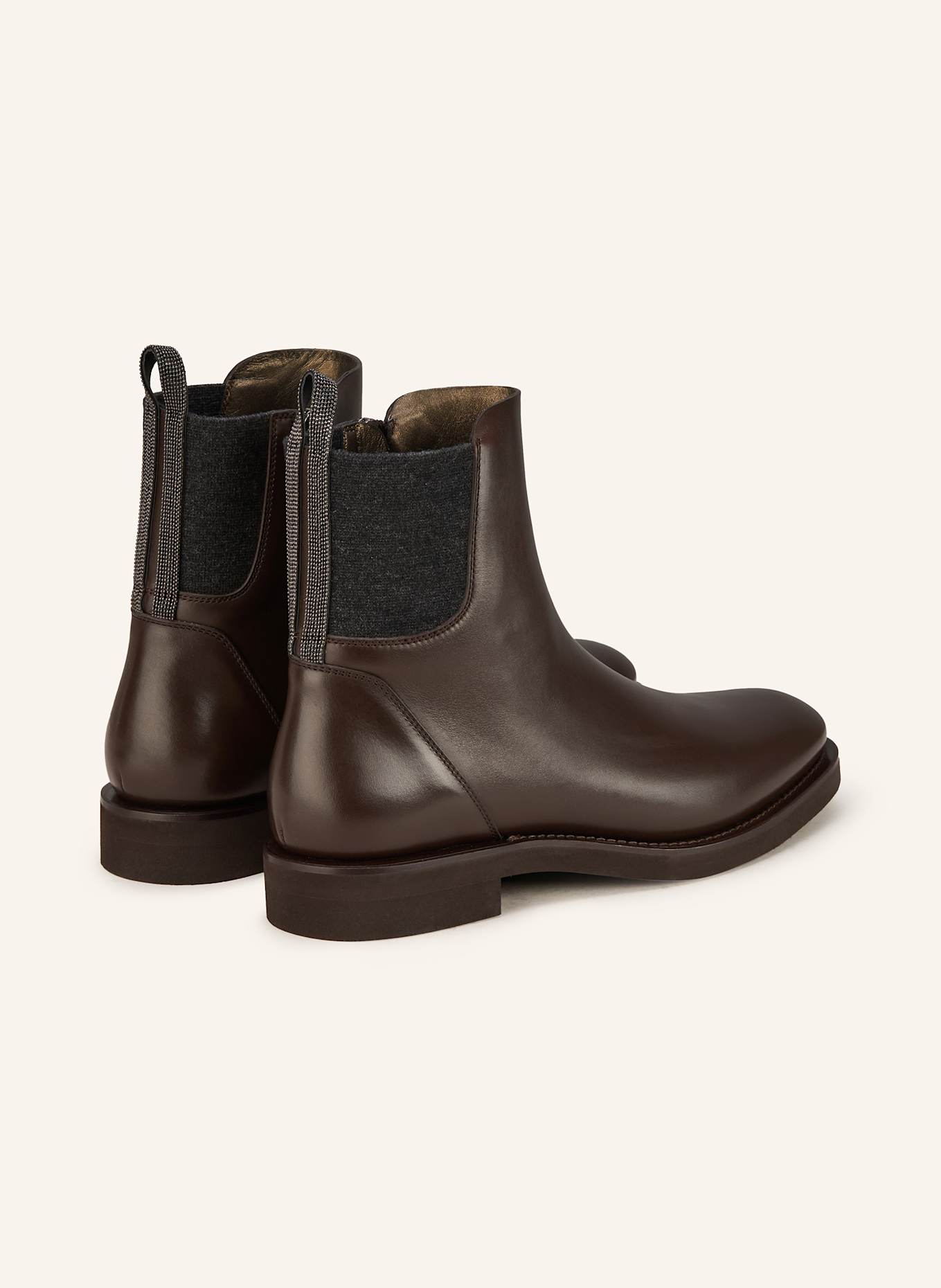 BRUNELLO CUCINELLI Chelsea-Boots mit Schmucksteinen: DUNKELBRAUN