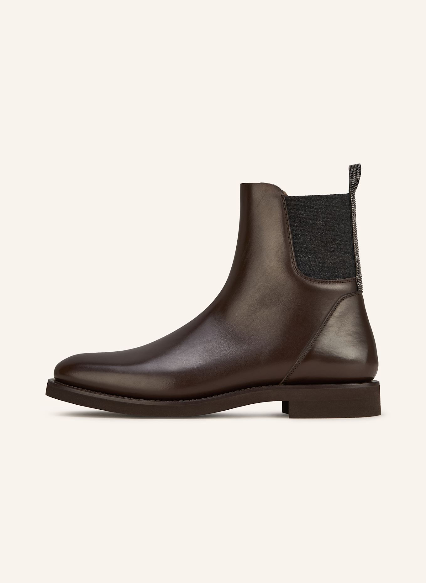 BRUNELLO CUCINELLI Chelsea-Boots mit Schmucksteinen: DUNKELBRAUN