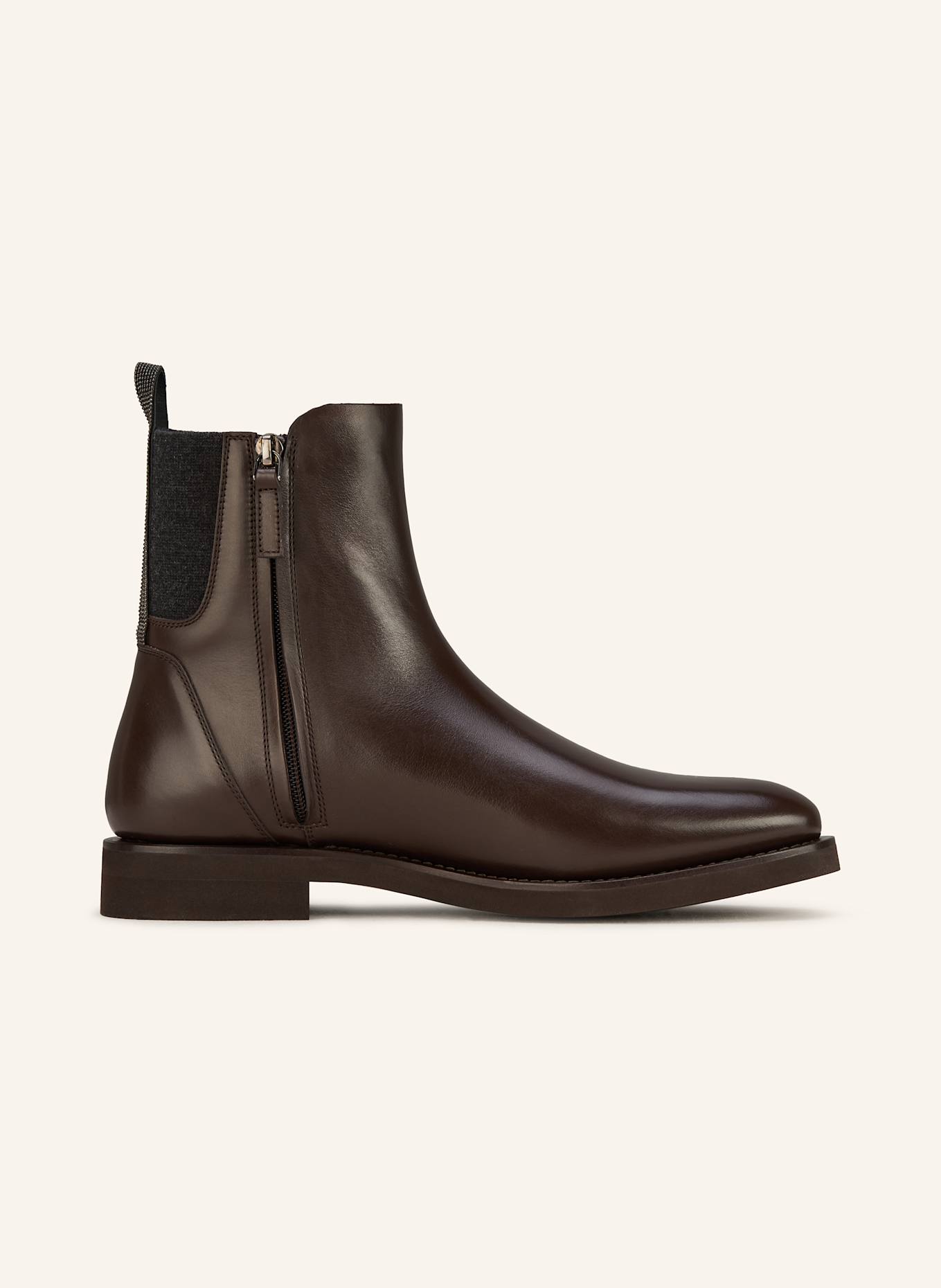 BRUNELLO CUCINELLI Chelsea-Boots mit Schmucksteinen: DUNKELBRAUN