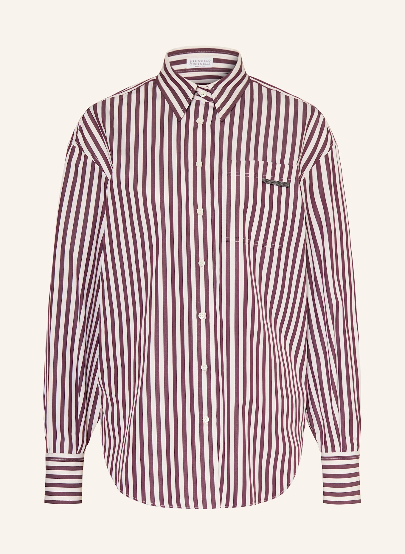 BRUNELLO CUCINELLI Hemdbluse: ECRU / FUCHSIA