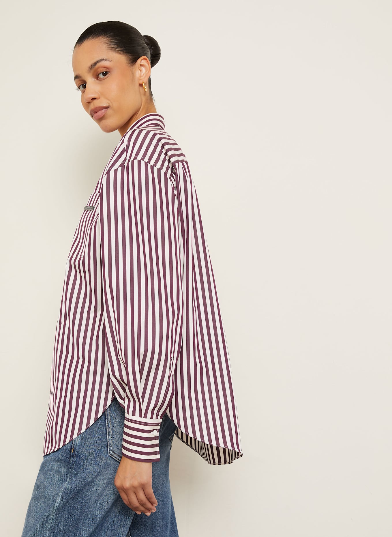 BRUNELLO CUCINELLI Hemdbluse: ECRU / FUCHSIA