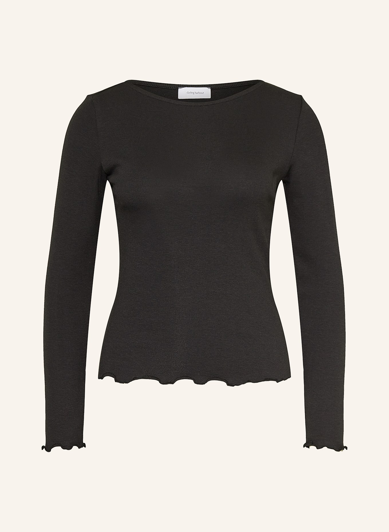 darling harbour Longsleeve mit Rüschen: BLACK