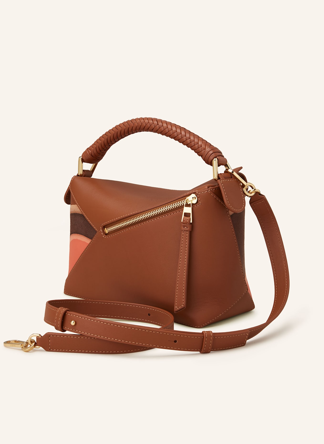 LOEWE Handbag PUZZLE EDGE LANDSCAPE SMALL in brown/ pink