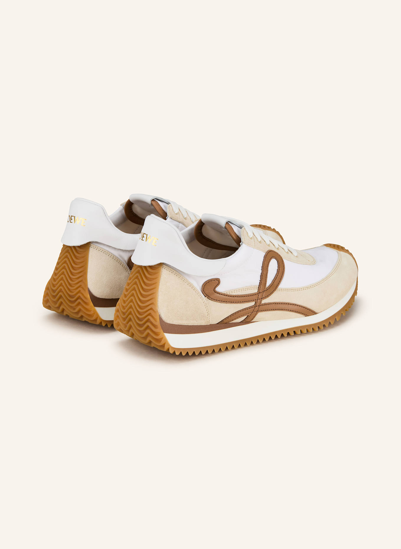 LOEWE Sneaker FLOW RUNNER 2.0: WEISS/ CREME/ HELLBRAUN