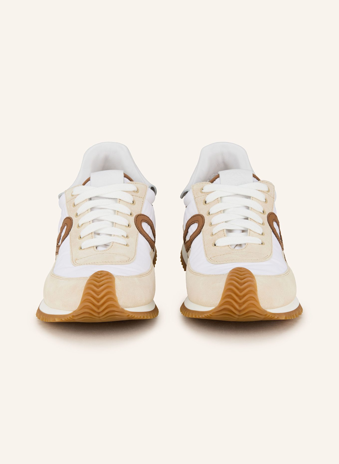 LOEWE Sneaker FLOW RUNNER 2.0: WEISS/ CREME/ HELLBRAUN