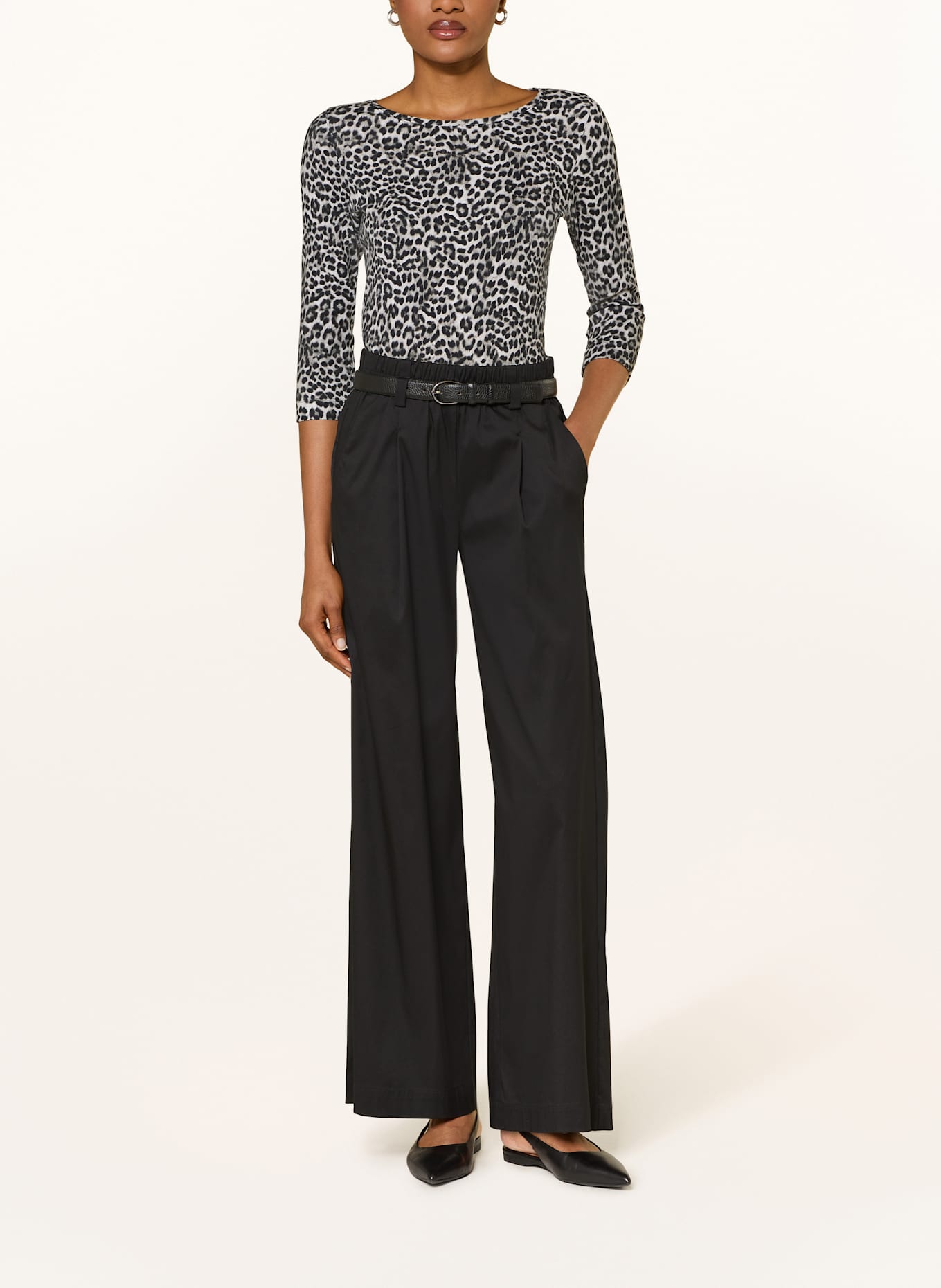 lilienfels Shirt mit 3/4-Arm: GRAU / SCHWARZ