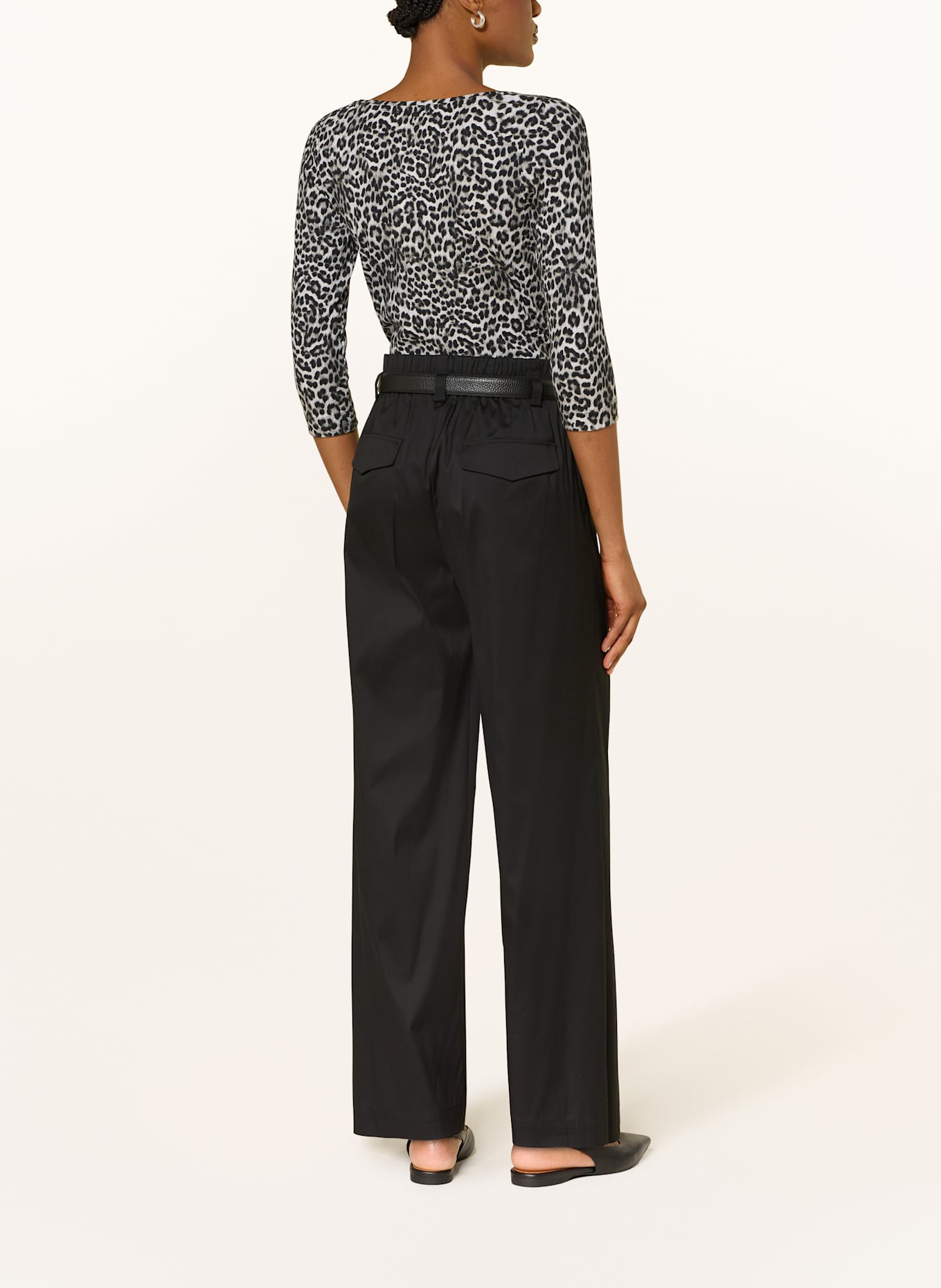 lilienfels Shirt mit 3/4-Arm: GRAU / SCHWARZ