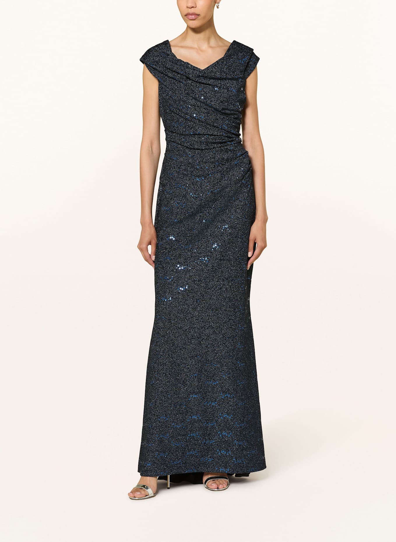 TALBOT RUNHOF Abendkleid mit Glitzergarn und Pailletten: DUNKELBLAU