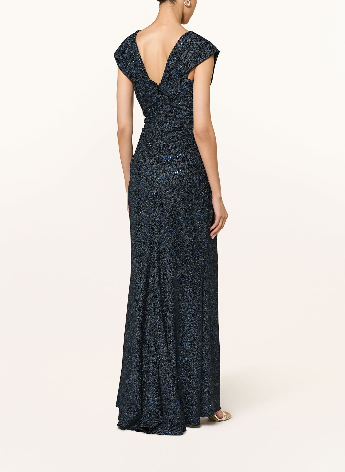 TALBOT RUNHOF Abendkleid mit Glitzergarn und Pailletten: DUNKELBLAU