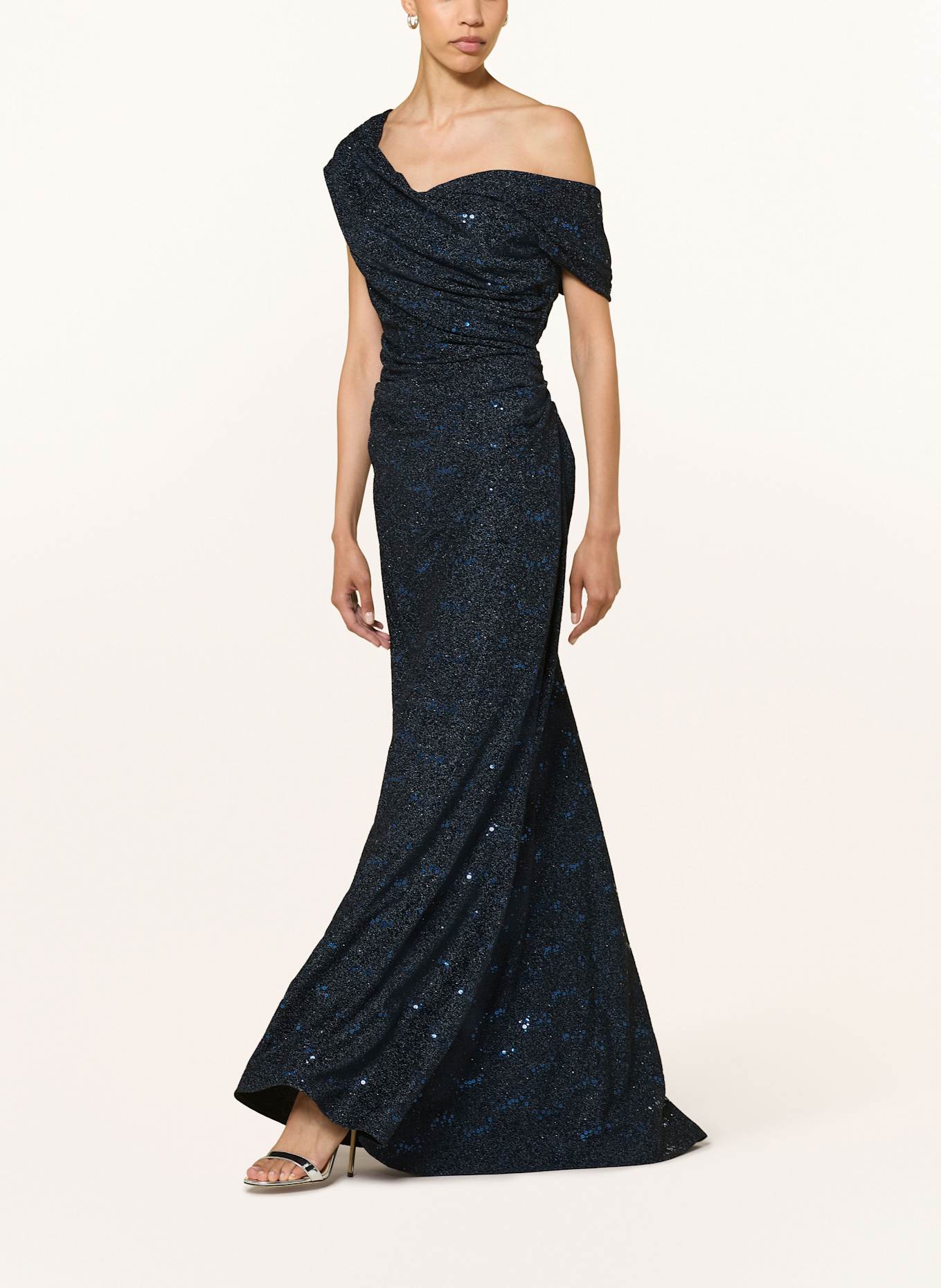 TALBOT RUNHOF Abendkleid mit Glitzergarn und Pailletten: DUNKELBLAU