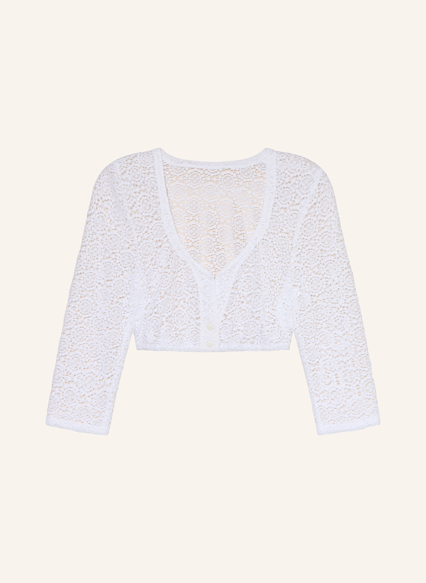 Johann & Johanna Dirndl blouse made of lace with 3/4 sleeves: WHITE