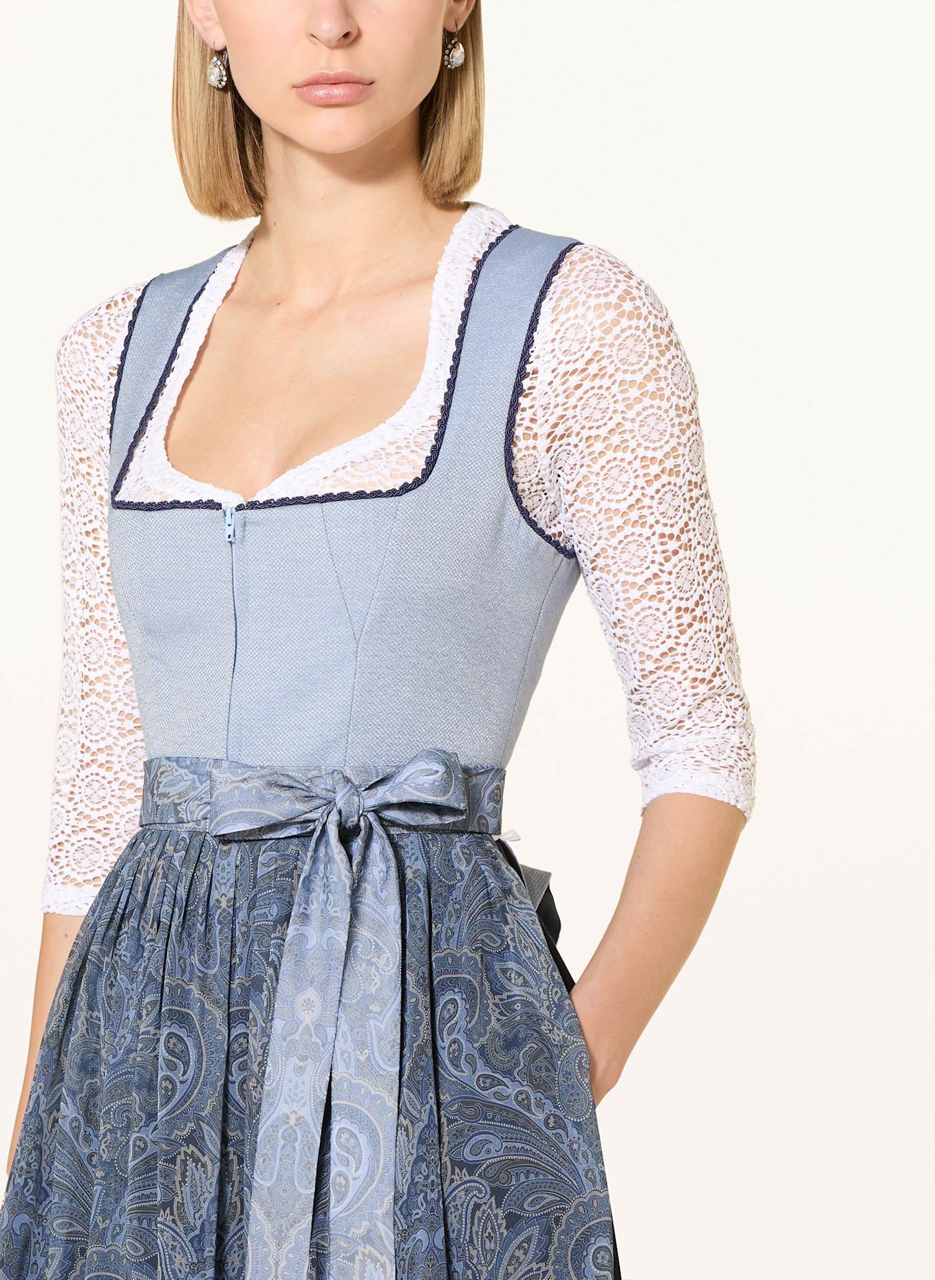 Johann & Johanna Dirndl blouse made of lace with 3/4 sleeves: WHITE