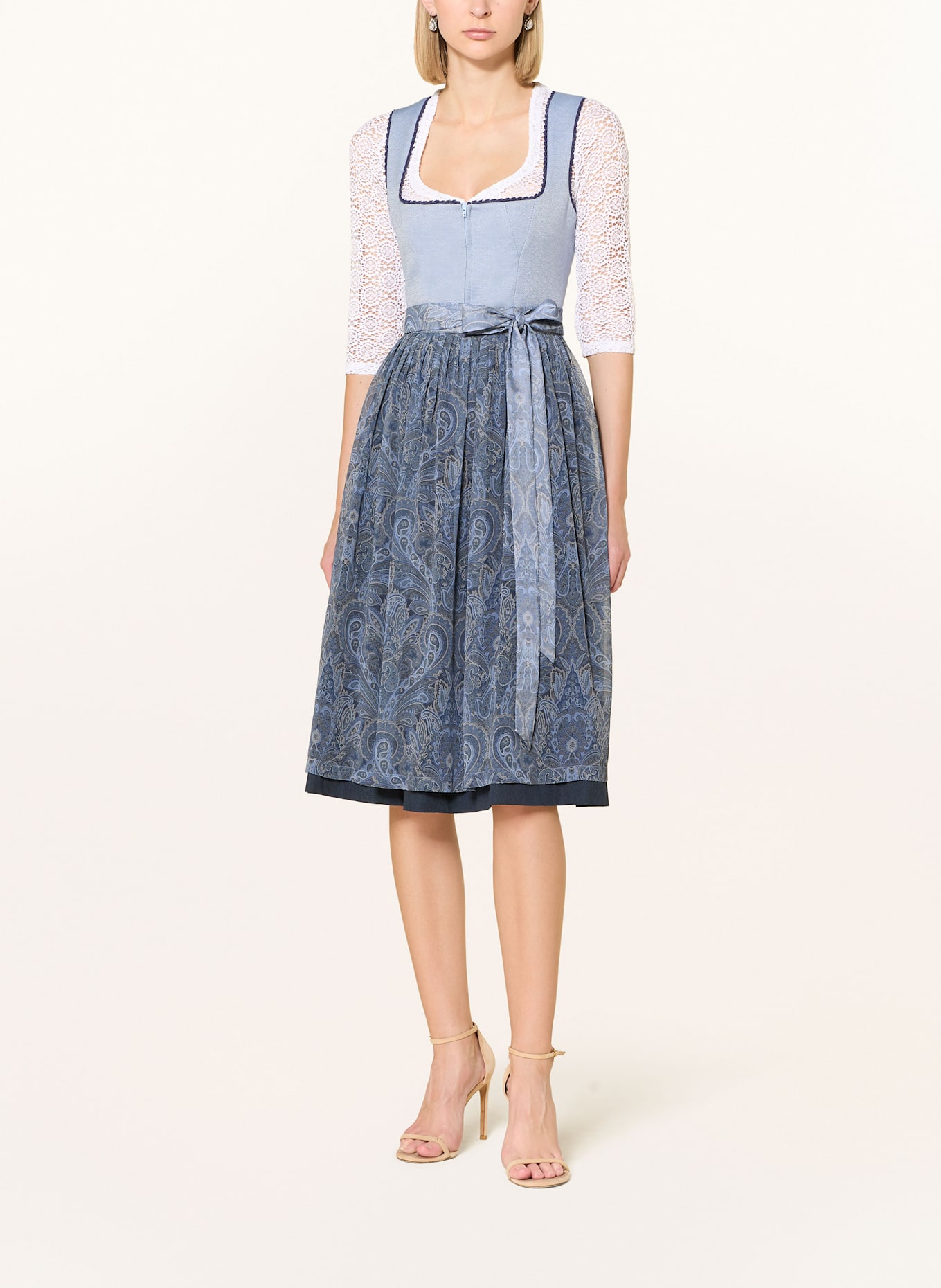 Johann & Johanna Dirndl blouse made of lace with 3/4 sleeves: WHITE
