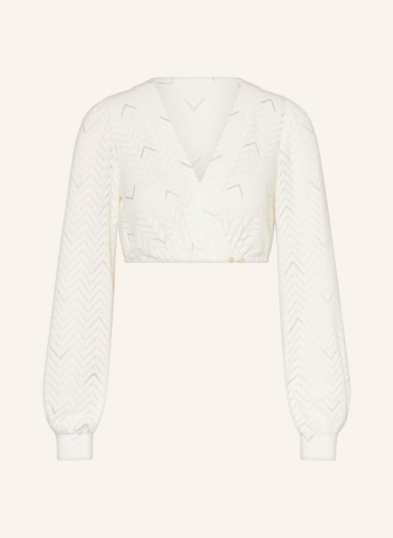 WALDORFF Dirndbluse mit Glitzergarn: ECRU / SILBER