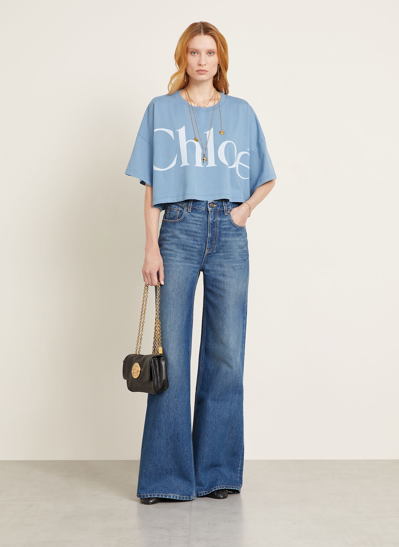Chloé Cropped-Shirt: BLAUGRAU