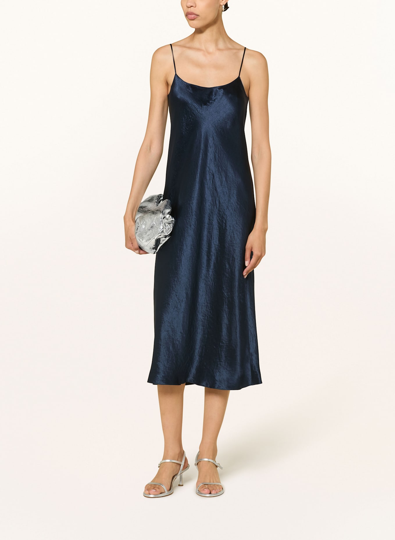 VINCE Satinkleid: DUNKELBLAU