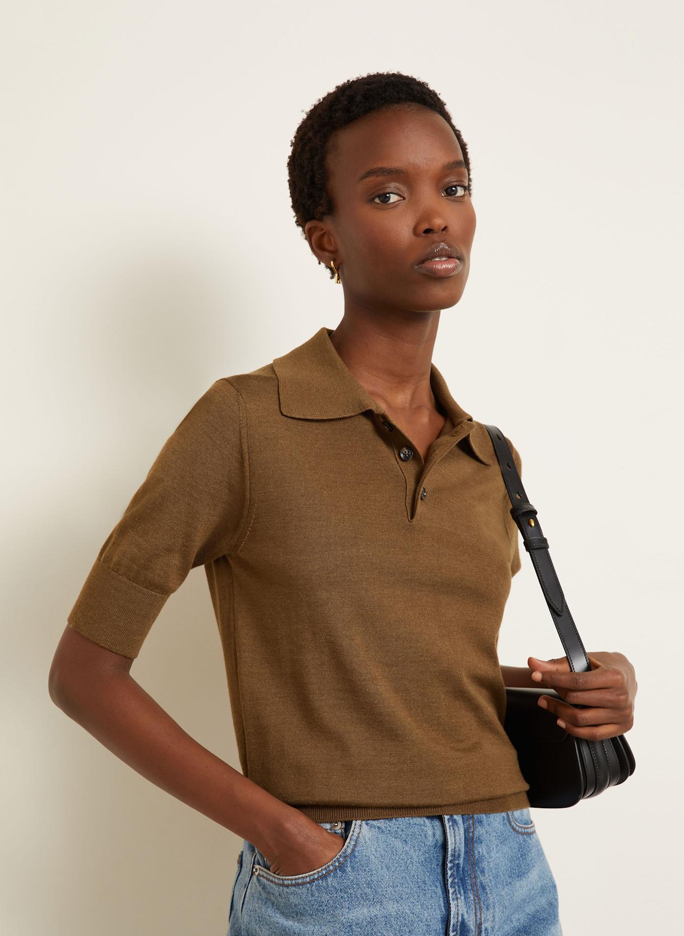 AMI PARIS Koszulka polo z dzianiny: BRĄZOWY