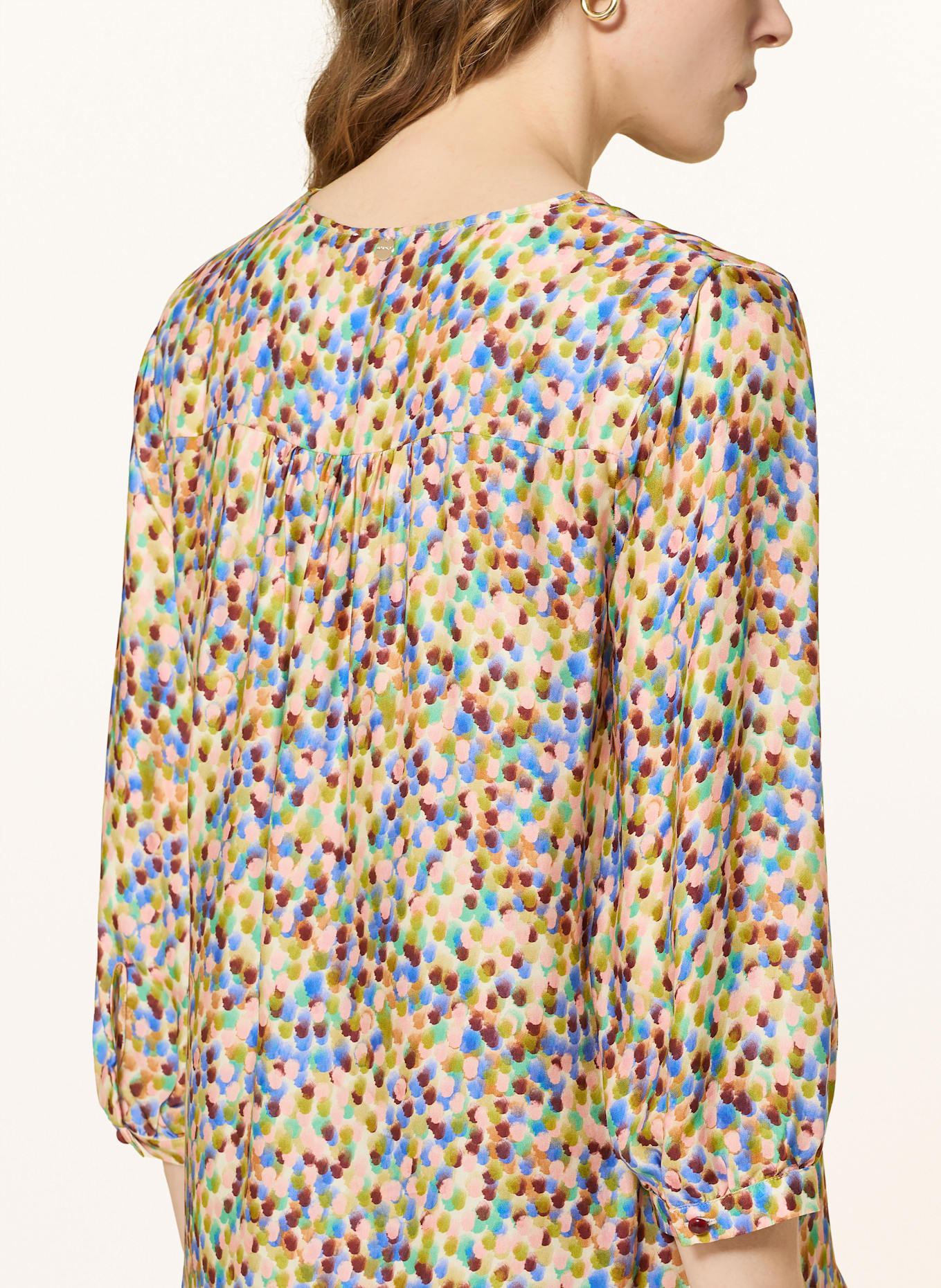 Rich & Royal Blusenshirt aus Satin mit 3/4-Arm: HELLGRÜN / BLAU / ROSA