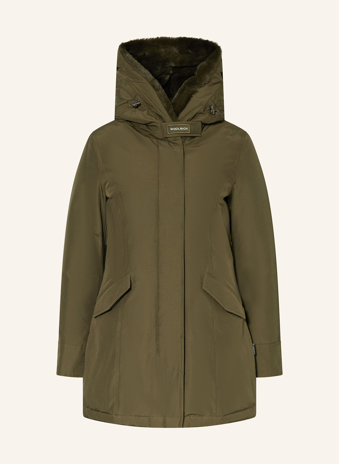 WOOLRICH Daunenjacke BEAKER mit Kunstpelz: KHAKI