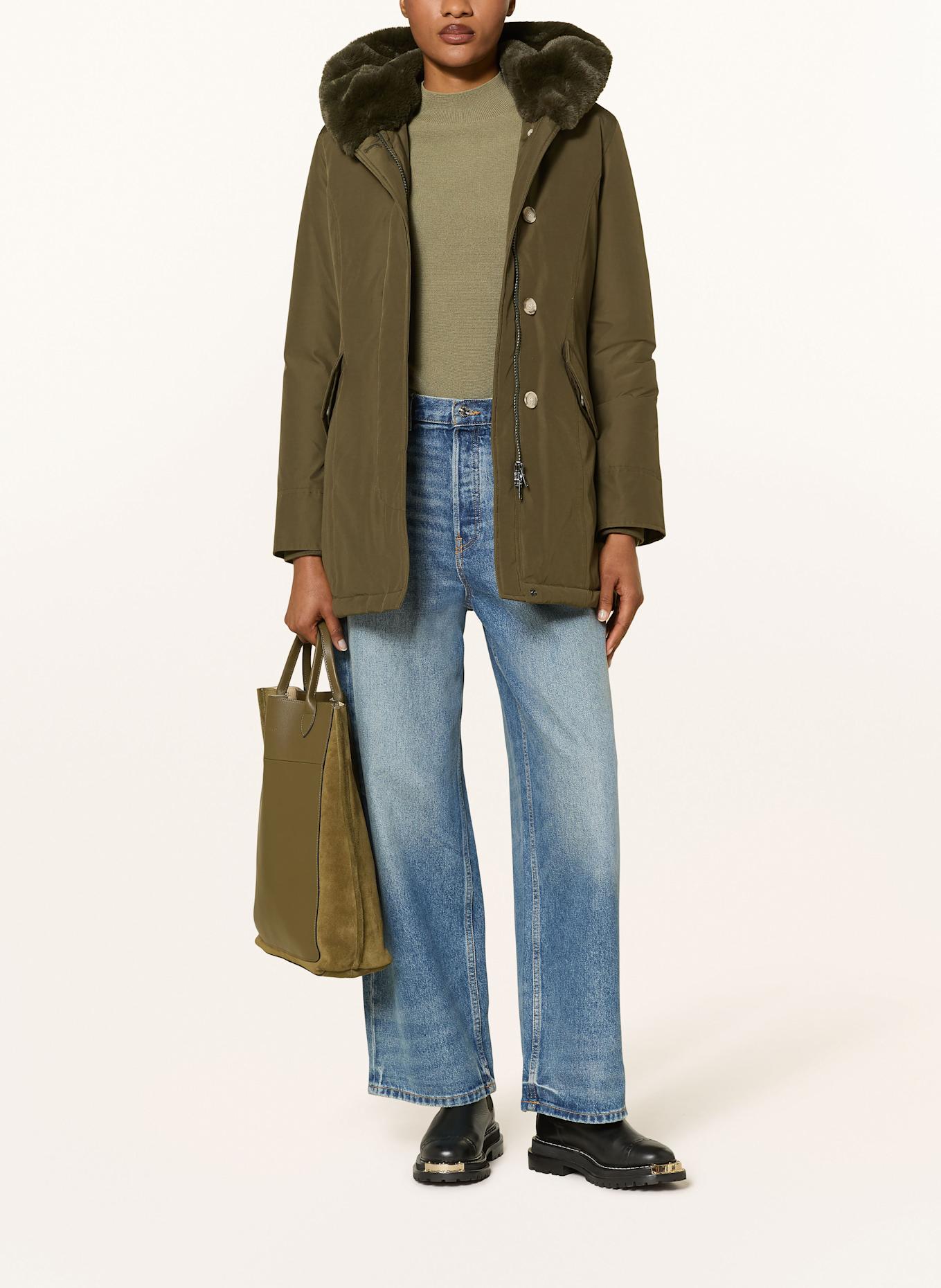 WOOLRICH Daunenjacke BEAKER mit Kunstpelz: KHAKI