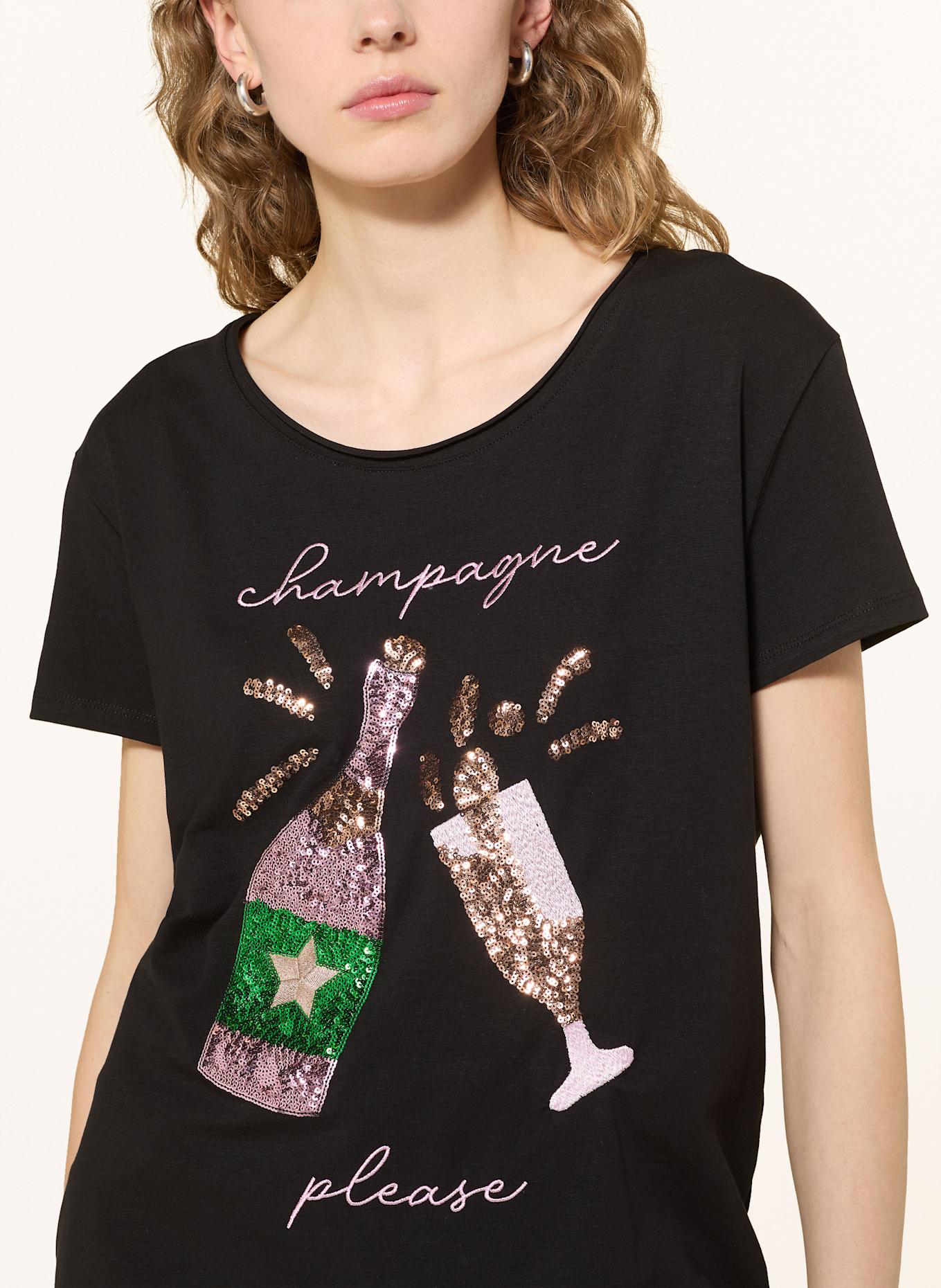miss goodlife T-Shirt mit Pailletten: SCHWARZ / ROSA / GRÜN