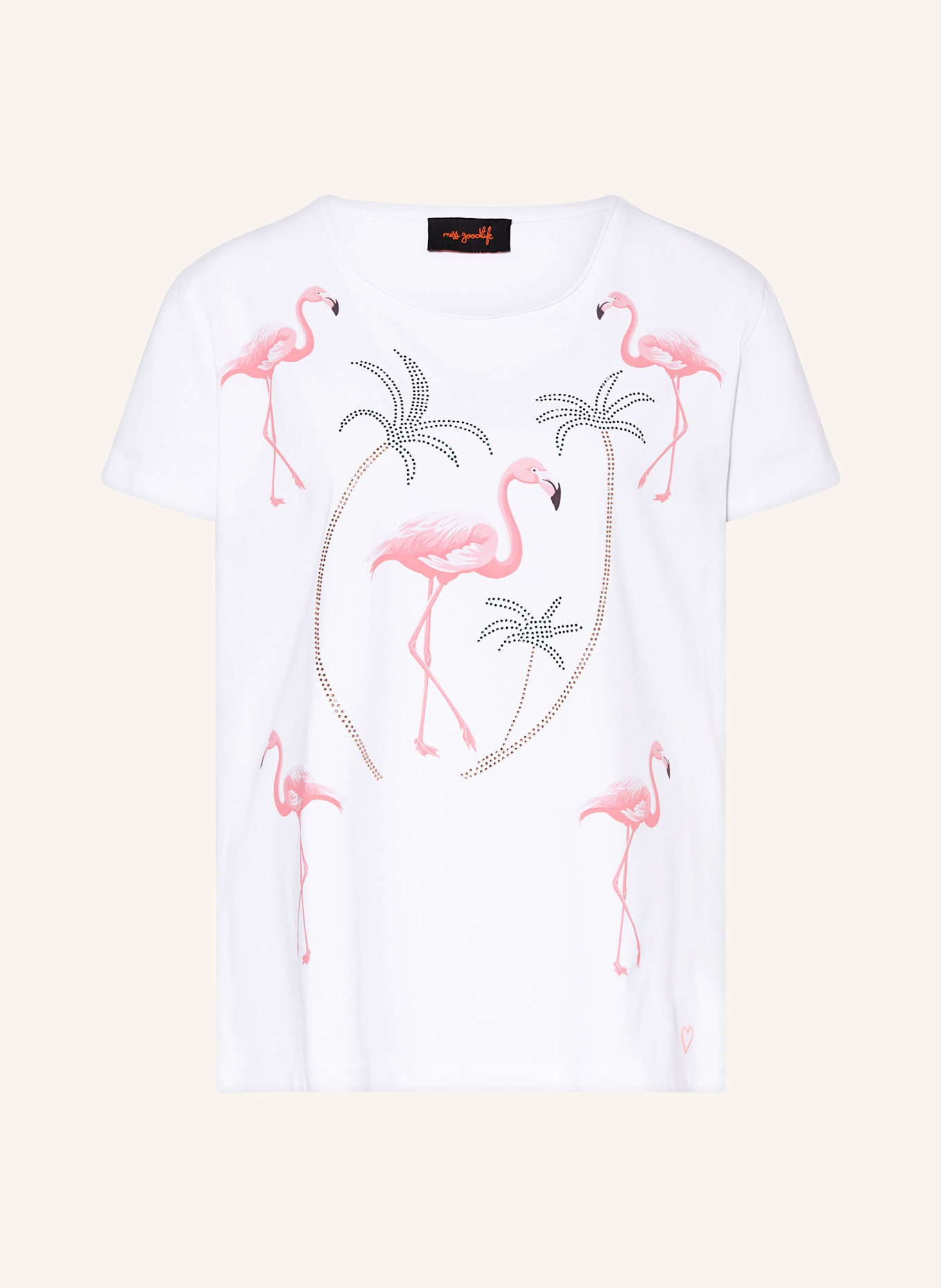 miss goodlife T-shirt z obszyciem ozdobnymi kamykami: BIAŁY / RÓŻOWY / ZIELONY