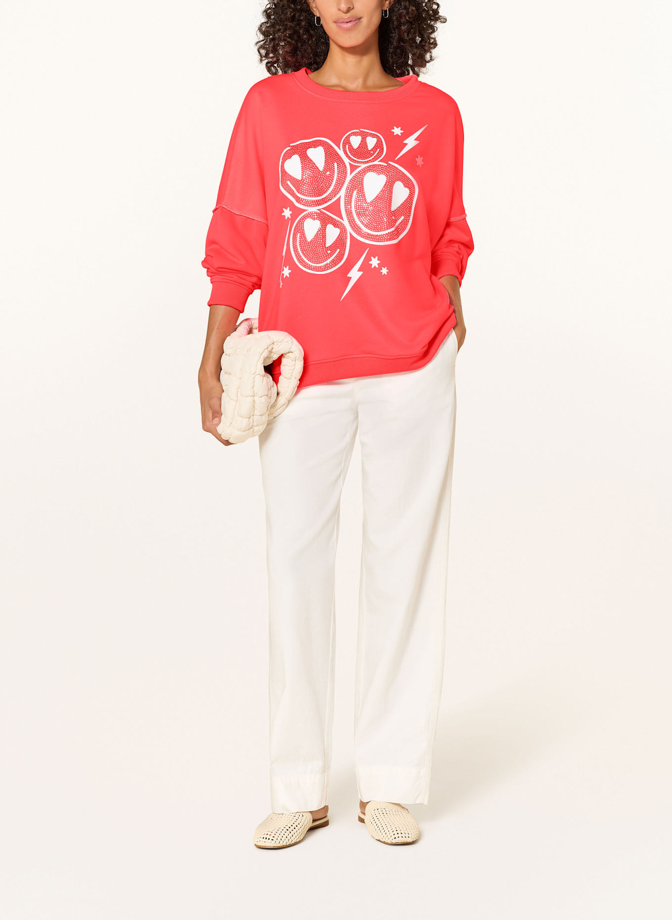 miss goodlife Sweatshirt mit Schmucksteinen: NEONPINK