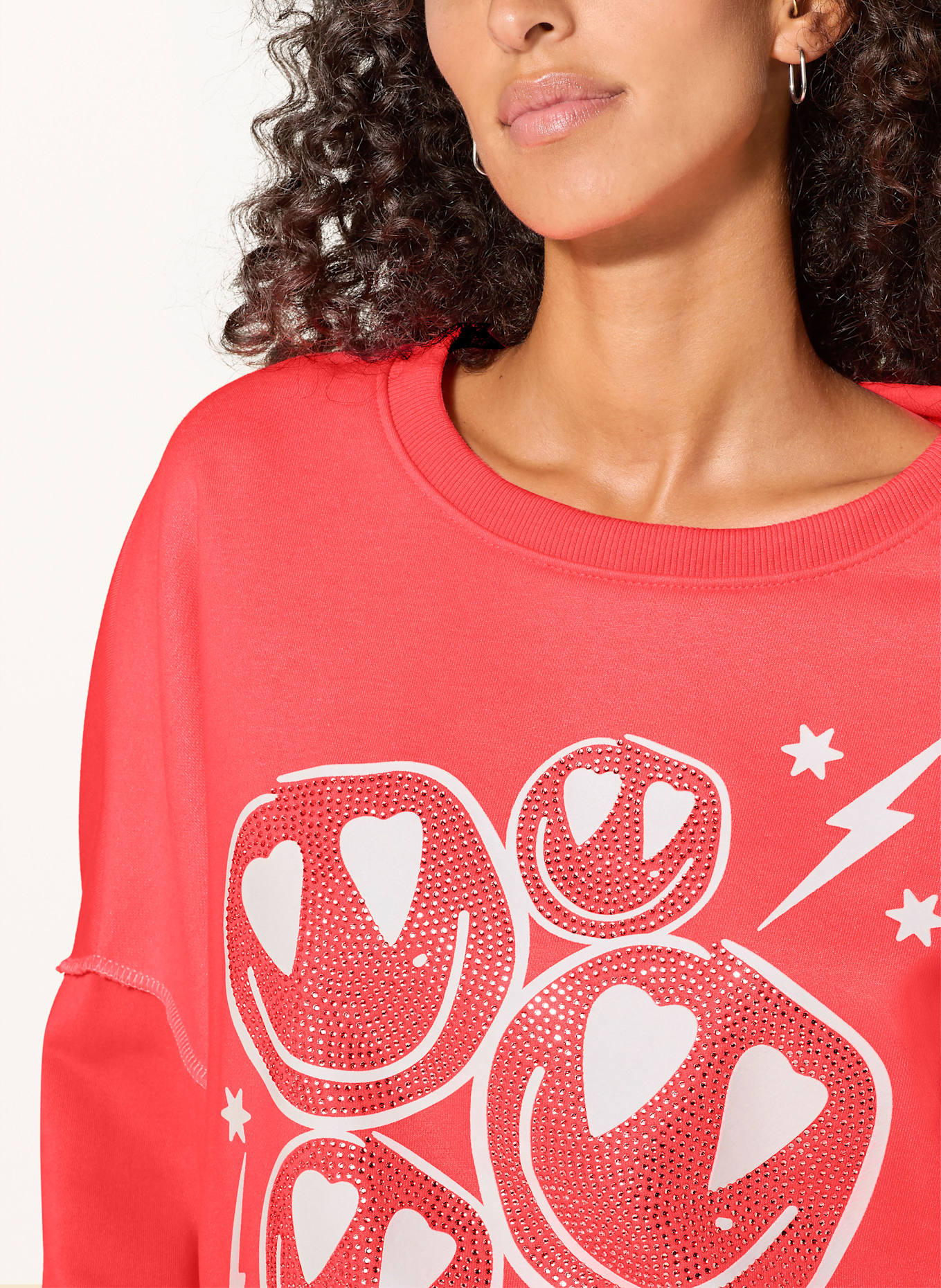 miss goodlife Sweatshirt mit Schmucksteinen: NEONPINK