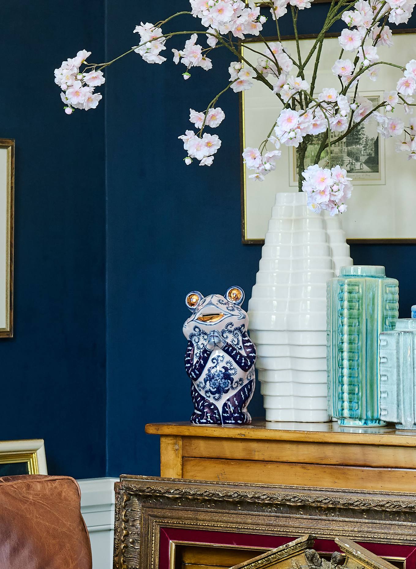 POLSPOTTEN Sparschwein FROG: BLAU / WEISS / GOLD