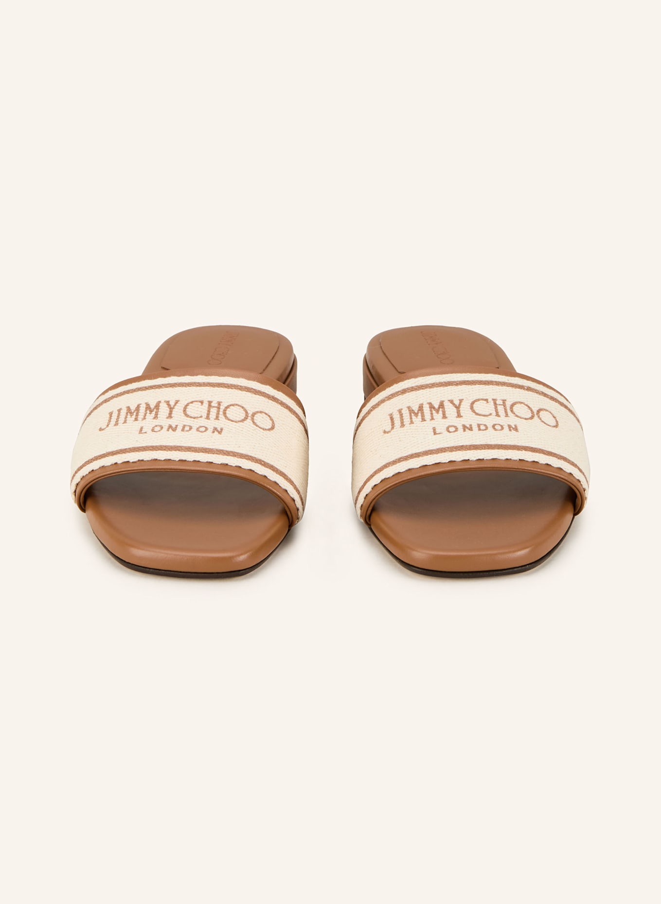 JIMMY CHOO Pantoletten JOA: ECRU/ CAMEL