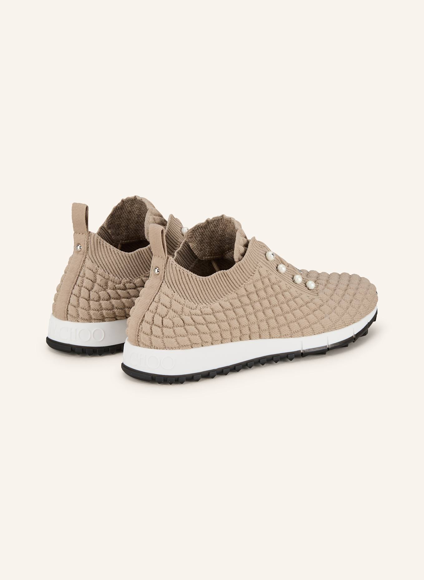 JIMMY CHOO Sneaker VELES mit Schmuckperlen: TAUPE