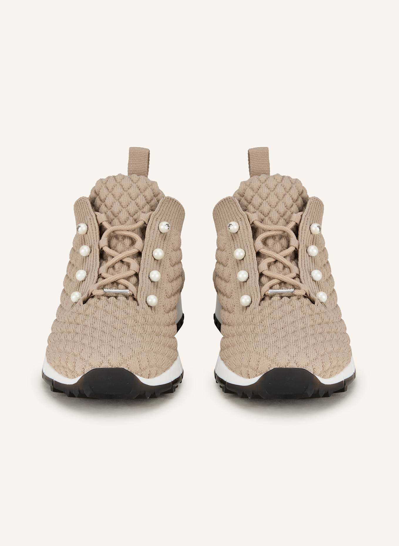 JIMMY CHOO Sneaker VELES mit Schmuckperlen: TAUPE