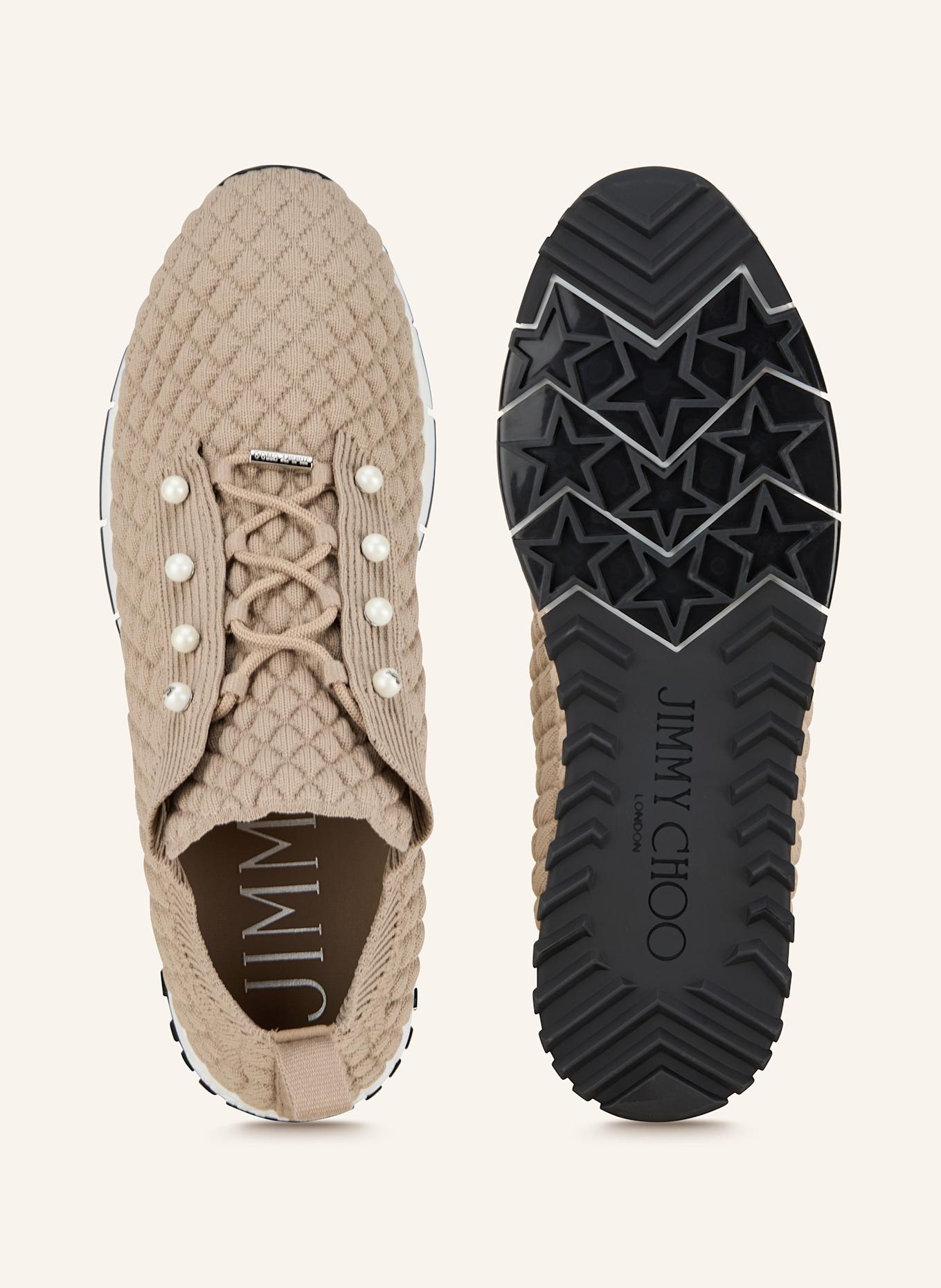 JIMMY CHOO Sneaker VELES mit Schmuckperlen: TAUPE